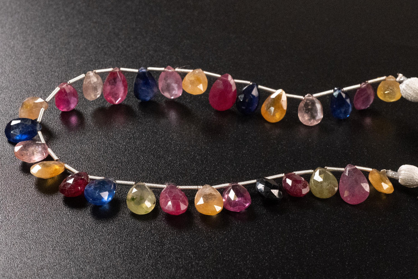 Multi Sapphire Pear Drop, Natural Pink Shaded Micro Faceted Peardrop, AAA clear Gemstone for jewelry making, sold by strand in picture