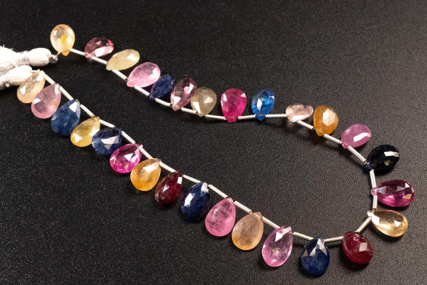 Multi Sapphire Pear Drop, Natural Pink Shaded Micro Faceted Peardrop, AAA clear Gemstone for jewelry making, sold by strand in picture