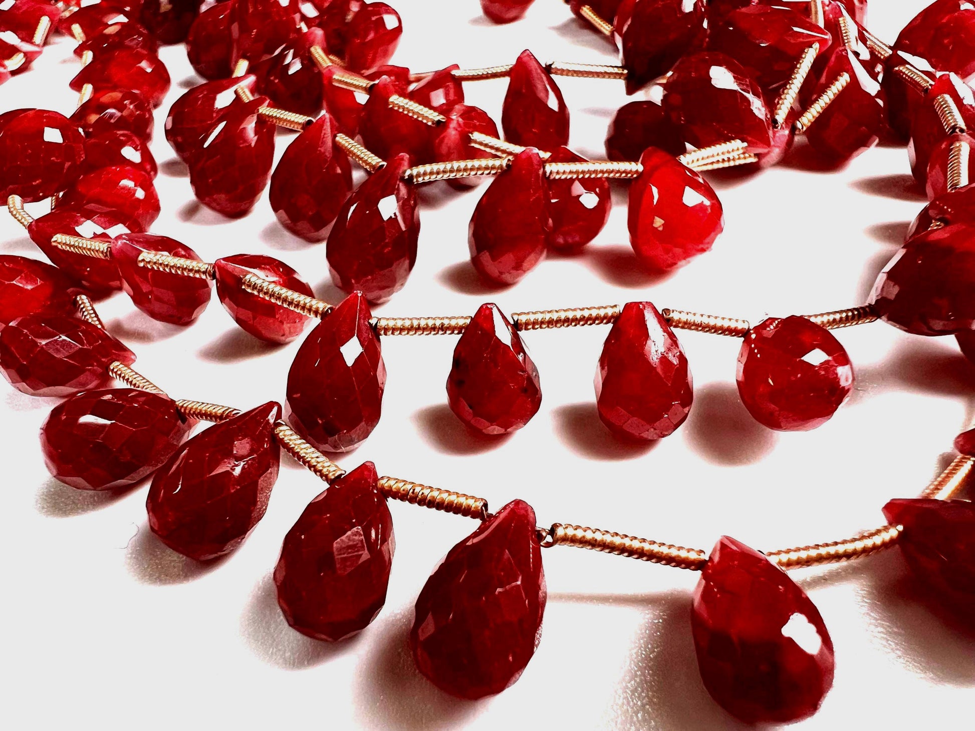 Natural Ruby Faceted Teardrop 4-6x6-9mm Gemstone Briolette Jewelry Beads 10 pcs or 20 pcs
