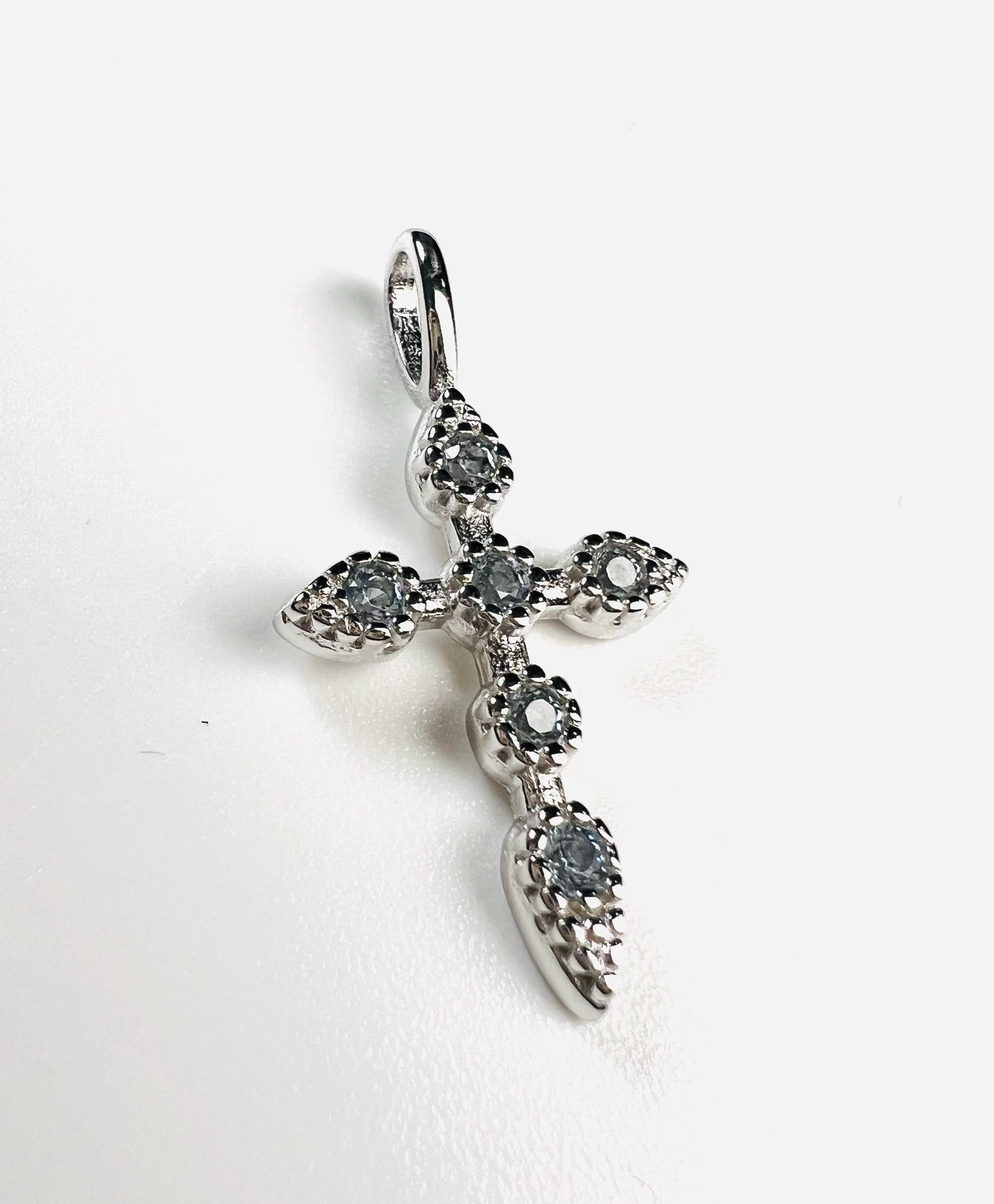 Solid 925 Sterling Silver with Blue Opal Gemstone Cross pendant 925 stamped High Quality Holiday Gift