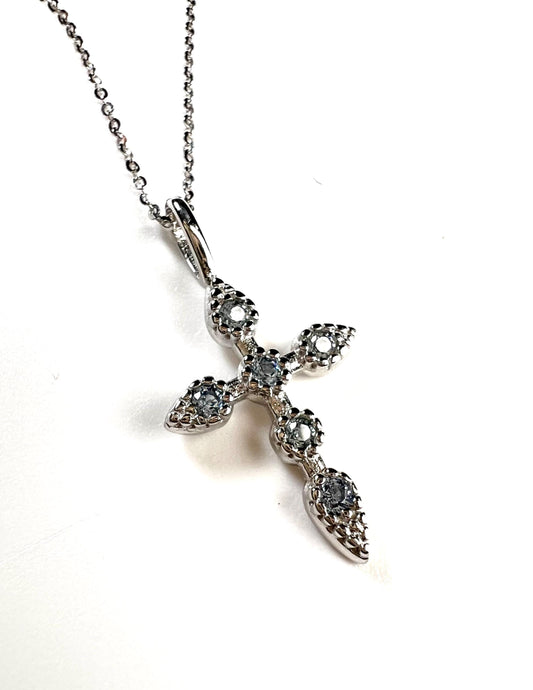 Solid 925 Sterling Silver with Blue Opal Gemstone Cross pendant 925 stamped High Quality Holiday Gift