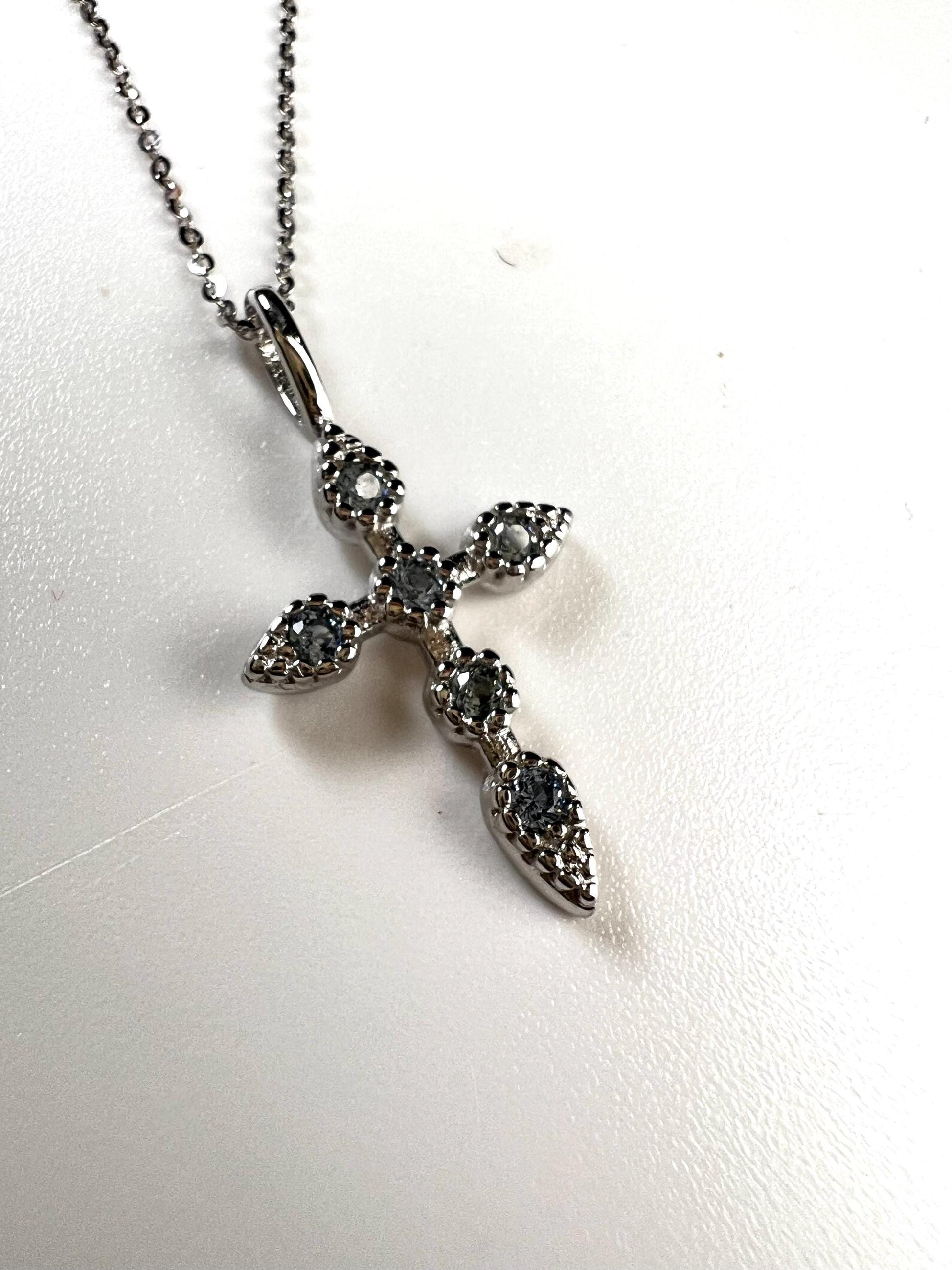 Solid 925 Sterling Silver with Blue Opal Gemstone Cross pendant 925 stamped High Quality Holiday Gift