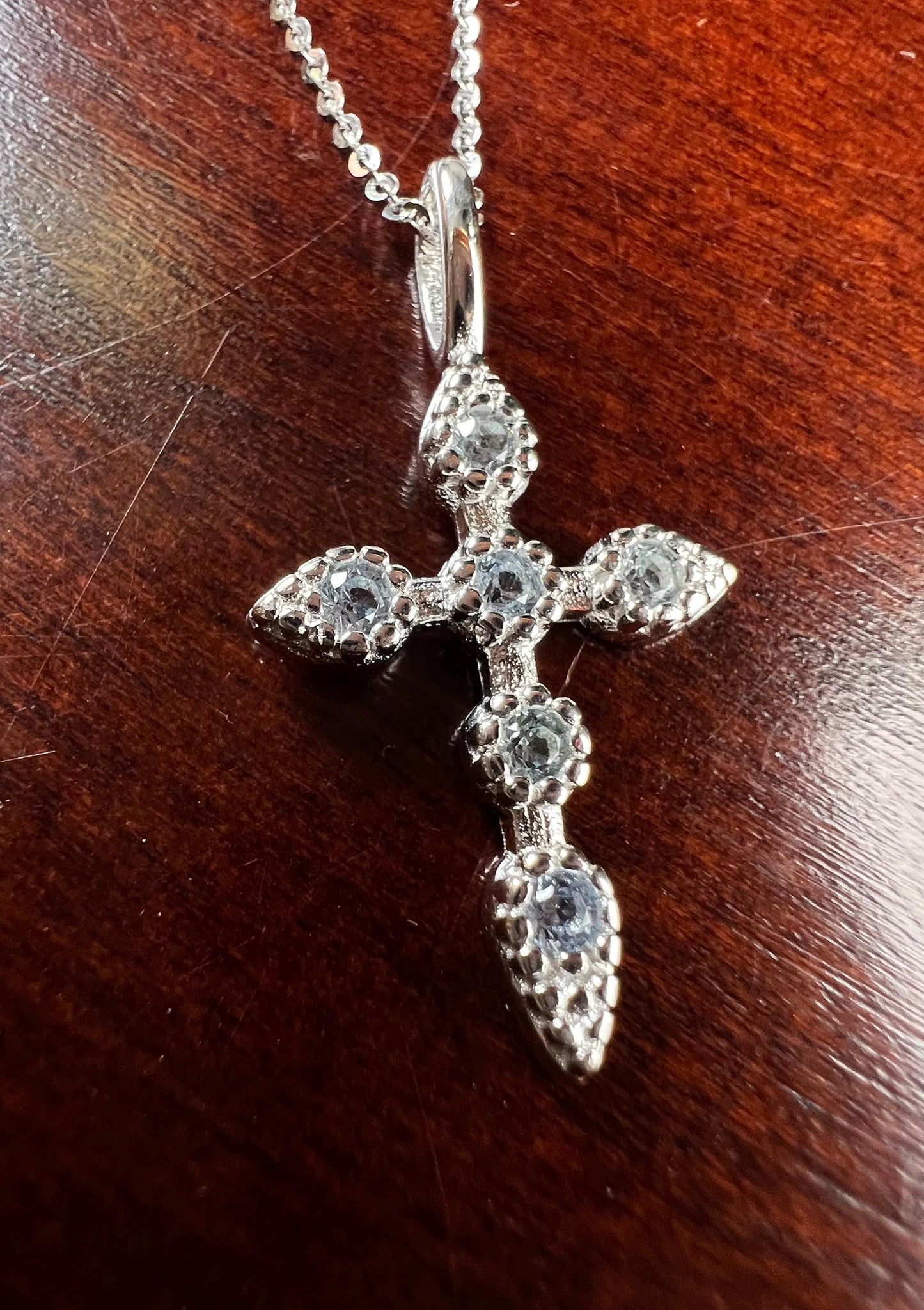 Solid 925 Sterling Silver with Blue Opal Gemstone Cross pendant 925 stamped High Quality Holiday Gift