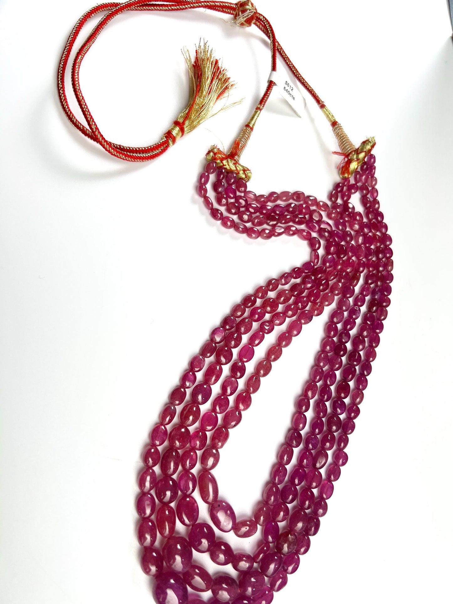 Naural Ruby 4 line smooth Oval Graduated Adjustable Necklace, AAA quality 640 cts Gift for her,