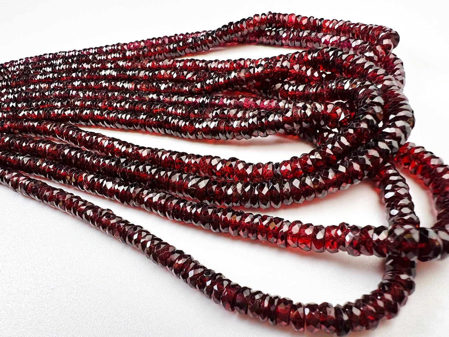 Natural Mozambique Garnet Faceted Heishi Wheel 5-6mm Roundel Merlot red Rare Heavy Weight Gemstone Bead 6”,12” strand