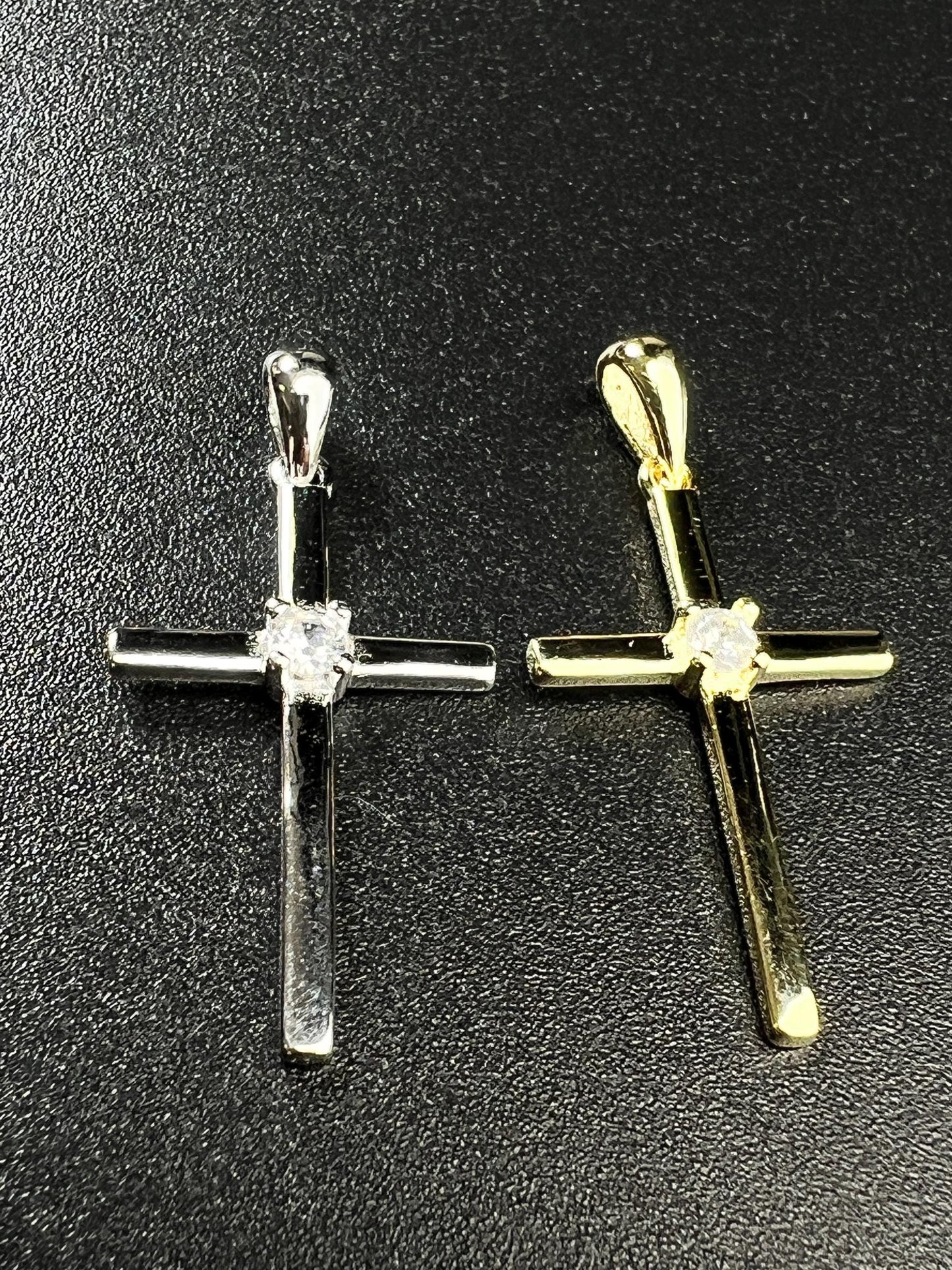 Solid 925 Sterling Silver and 18k gold vermeil Cross with CZ diamond pendant Necklace 925 stamped High Quality Holiday Gift