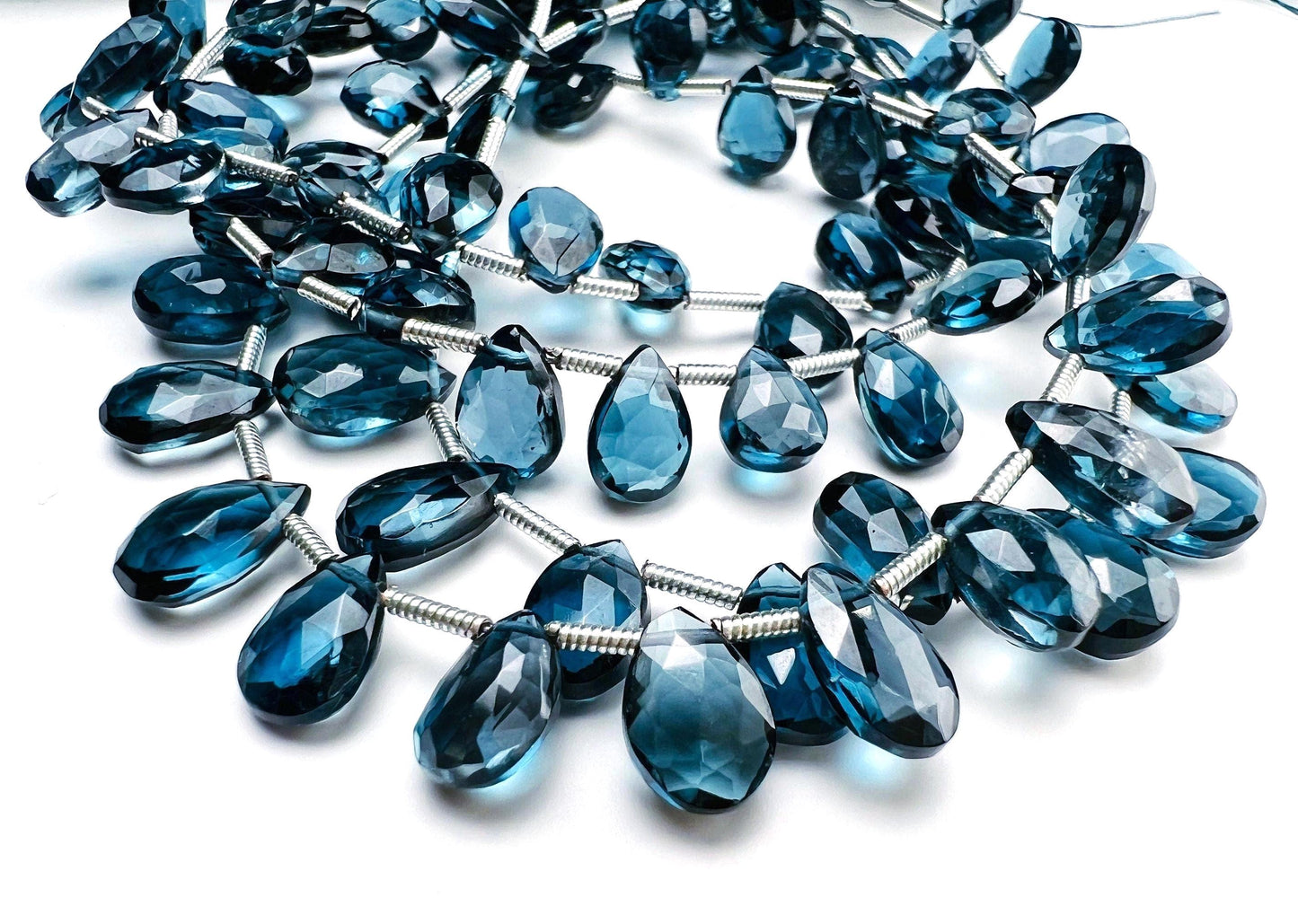 Natural London Blue Topaz Teardrop 6x7.5-10mm Faceted Diamond Cut Heart Shape Pear Drop, High Quality Natural London Blue Topaz ,not Quartz