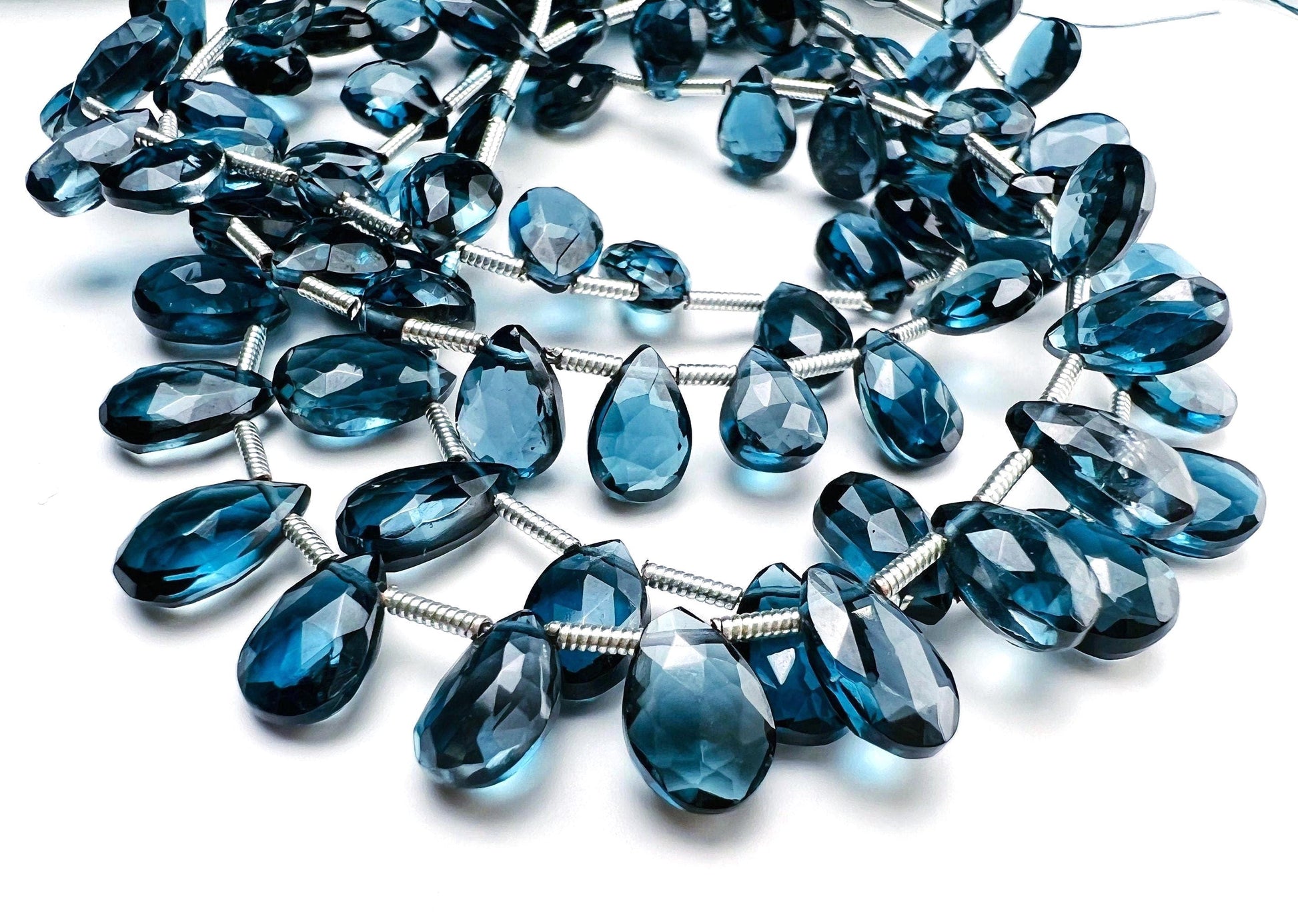 Natural London Blue Topaz Teardrop 6x7.5-10mm Faceted Diamond Cut Heart Shape Pear Drop, High Quality Natural London Blue Topaz ,not Quartz