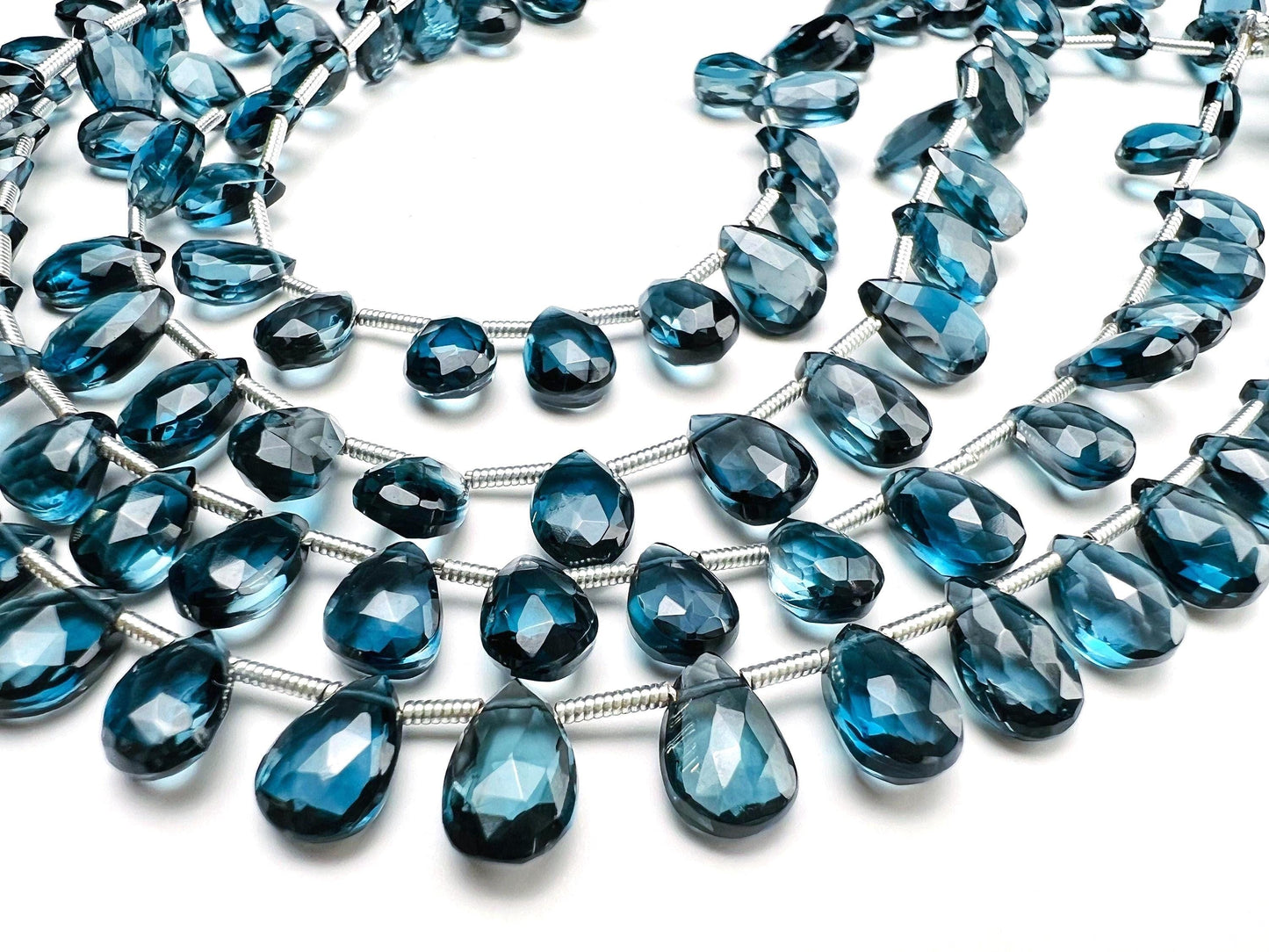 Natural London Blue Topaz Teardrop 6x7.5-10mm Faceted Diamond Cut Heart Shape Pear Drop, High Quality Natural London Blue Topaz ,not Quartz