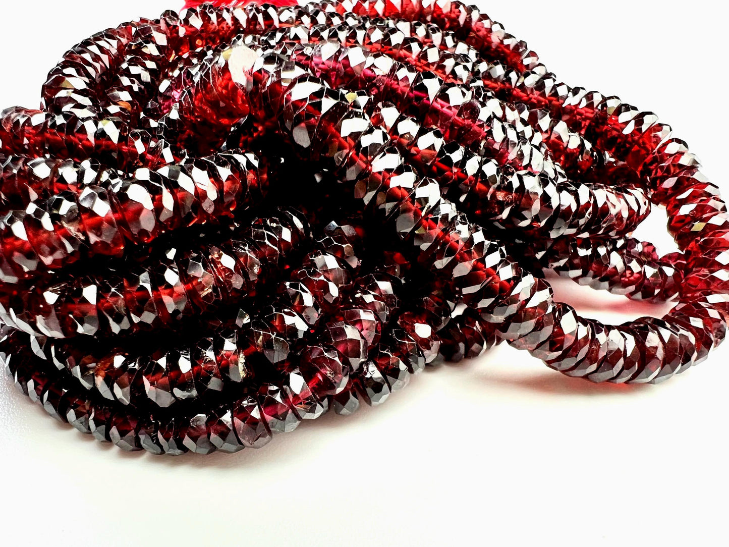 Natural Mozambique Garnet Faceted Heishi Wheel 5-6mm Roundel Merlot red Rare Heavy Weight Gemstone Bead 6”,12” strand