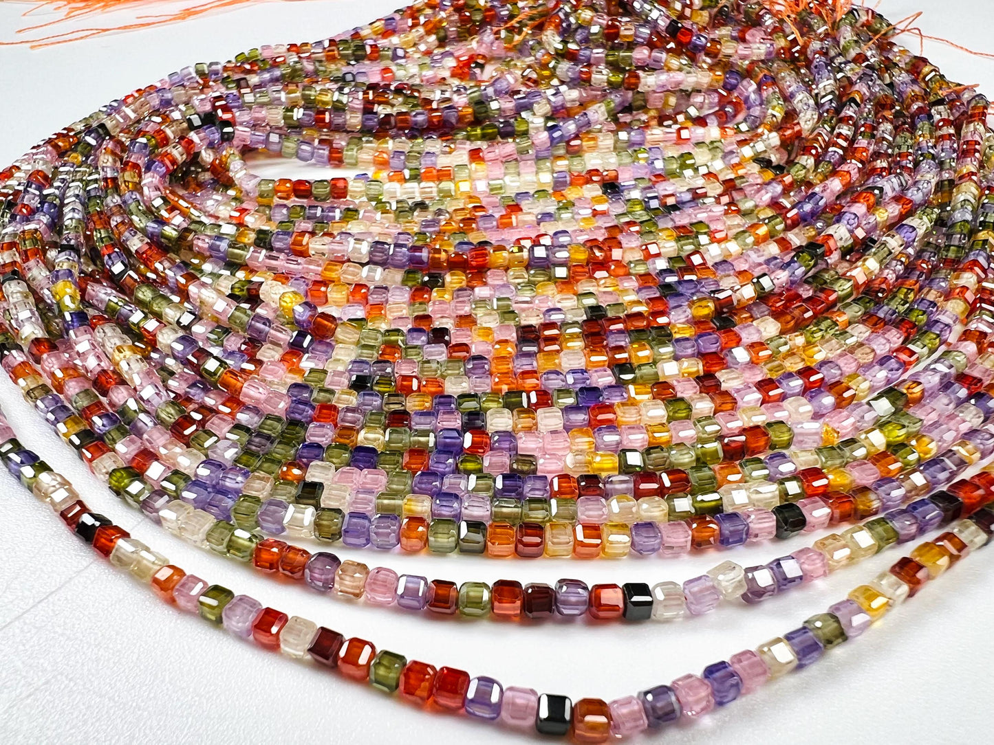Cubic Zirconia Square Cube Micro Faceted 3x3mm Rainbow Beads AAA Gemstone Jewelry Making CZ Beads 1.5”full Strand approximately 145 pieces