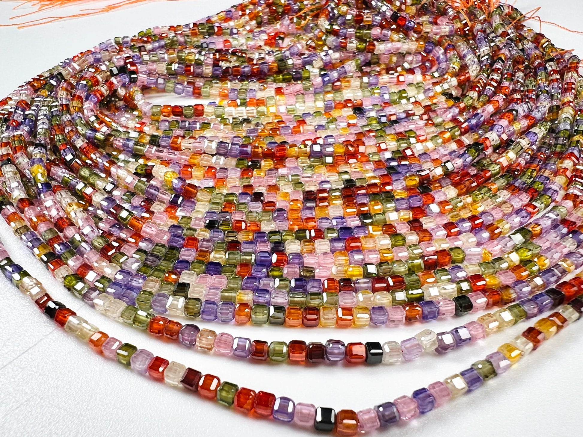 Cubic Zirconia Square Cube Micro Faceted 3x3mm Rainbow Beads AAA Gemstone Jewelry Making CZ Beads 1.5”full Strand approximately 145 pieces
