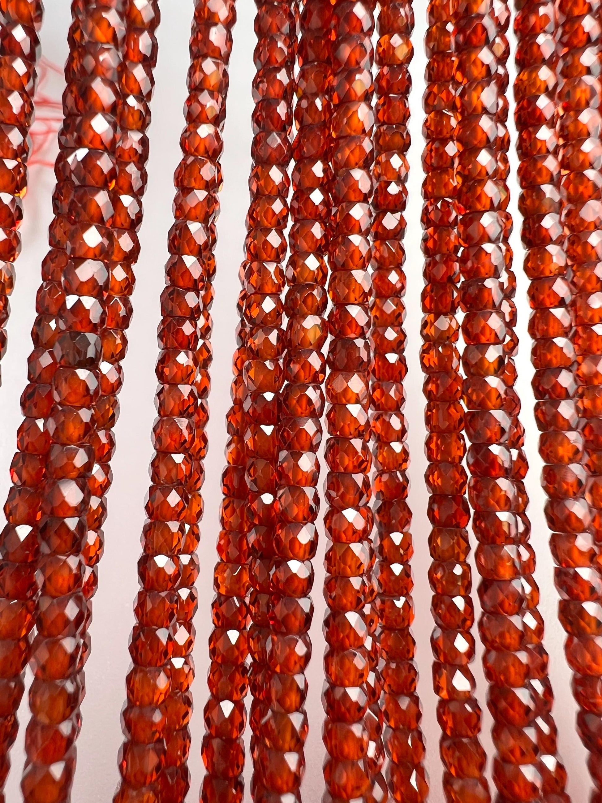 Brown Zircon Micro Faceted 3mm Octagon cube Roundel AAA quality Natural Gemstone Jewelry Making Beads 16” Strand very sparkly