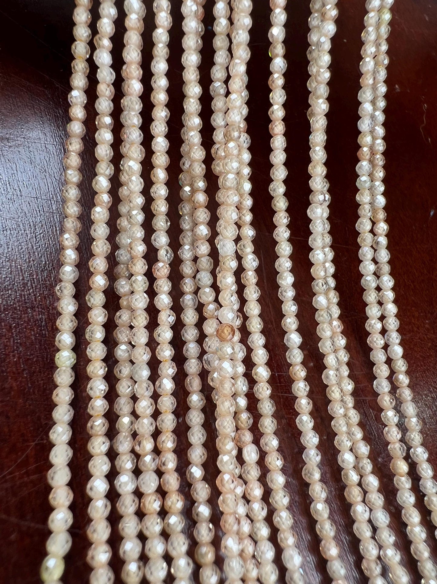 Natural brown Zircon champagne Micro Faceted 2mm Round AAA quality Gemstone Beads 14" Strand. Very sparkly heavy weight