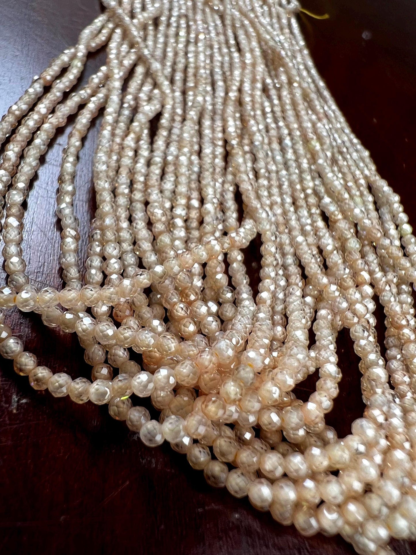 Natural brown Zircon Micro Faceted 2mm Round AAA quality Gemstone Beads 14" Strand. Very sparkly heavy weight