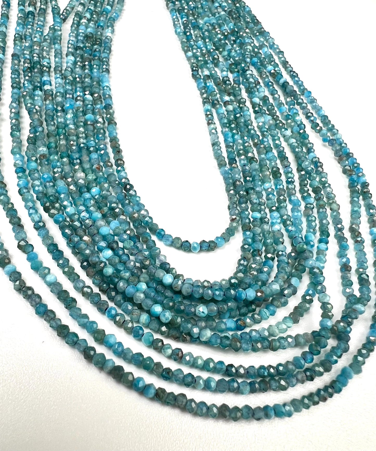 Natural Apatite 2mm Faceted Round beads for jewelry making 15.5” full strand.