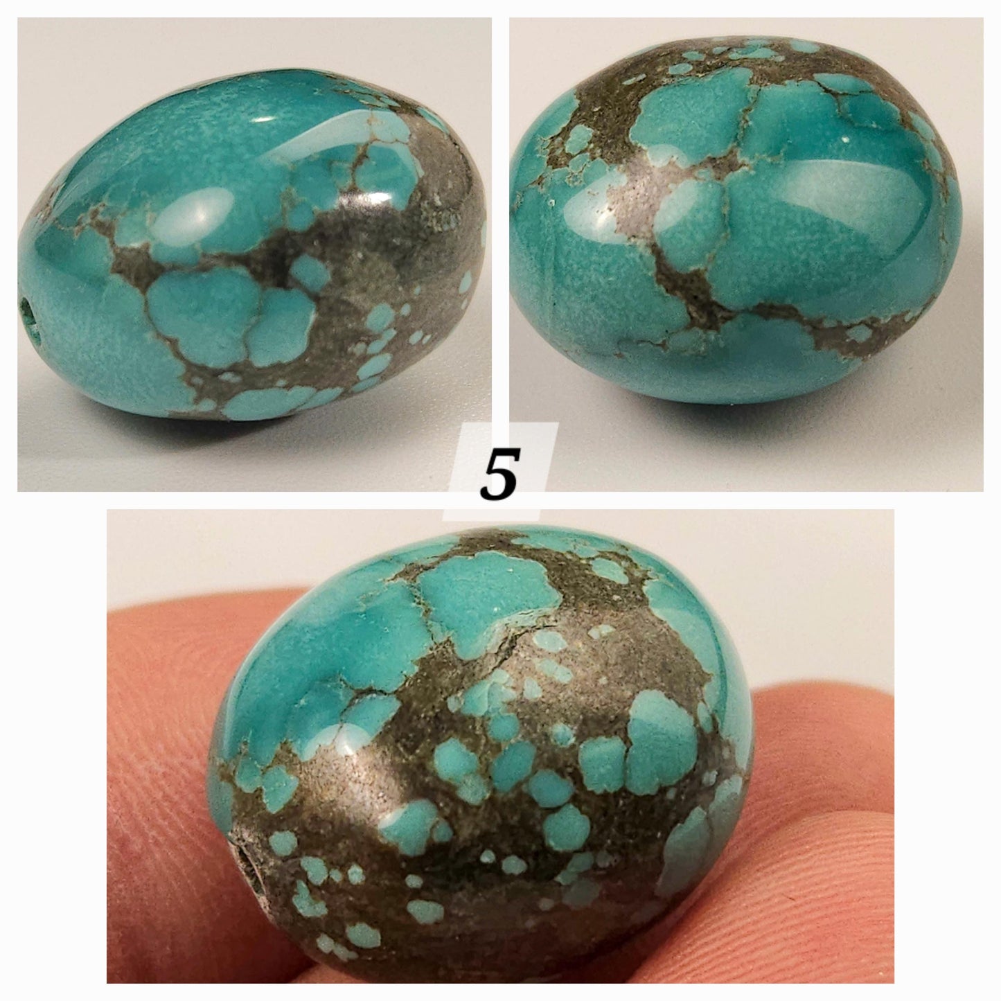 Turquoise Pebble, AAA Tibetan Spiderweb Blue-Greenish Turquoise Pebble ,Rare, Jewelry Focal, Pendant, Palm Stone or Collection Healing Gem