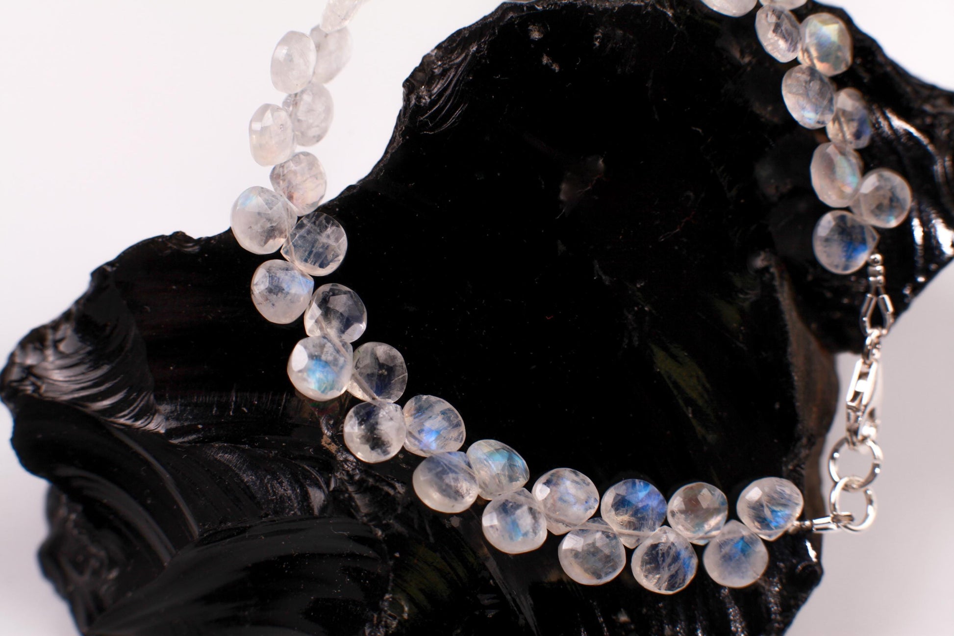 Natural Rainbow Moonstone Heart Shape Diamond cut Faceted Drop Gemstone 925 Sterling Silver Bracelet. AAA Quality Hsndmade Gift.