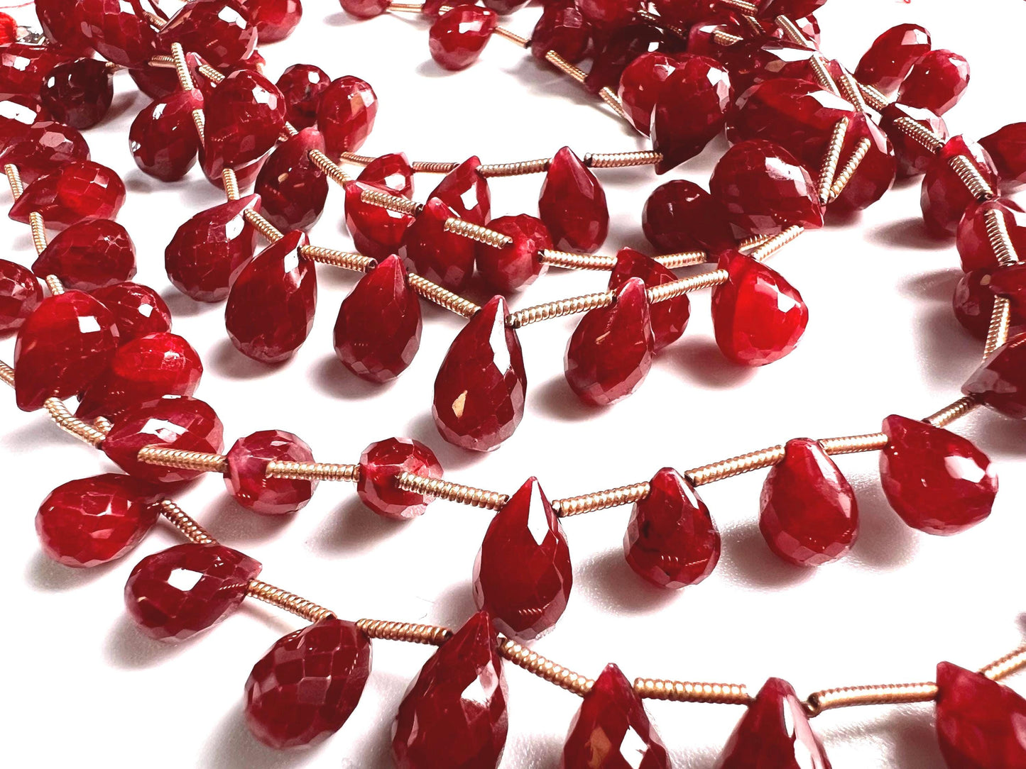 Natural Ruby Faceted Teardrop 4-6x6-9mm Gemstone Briolette Jewelry Beads 10 pcs or 20 pcs