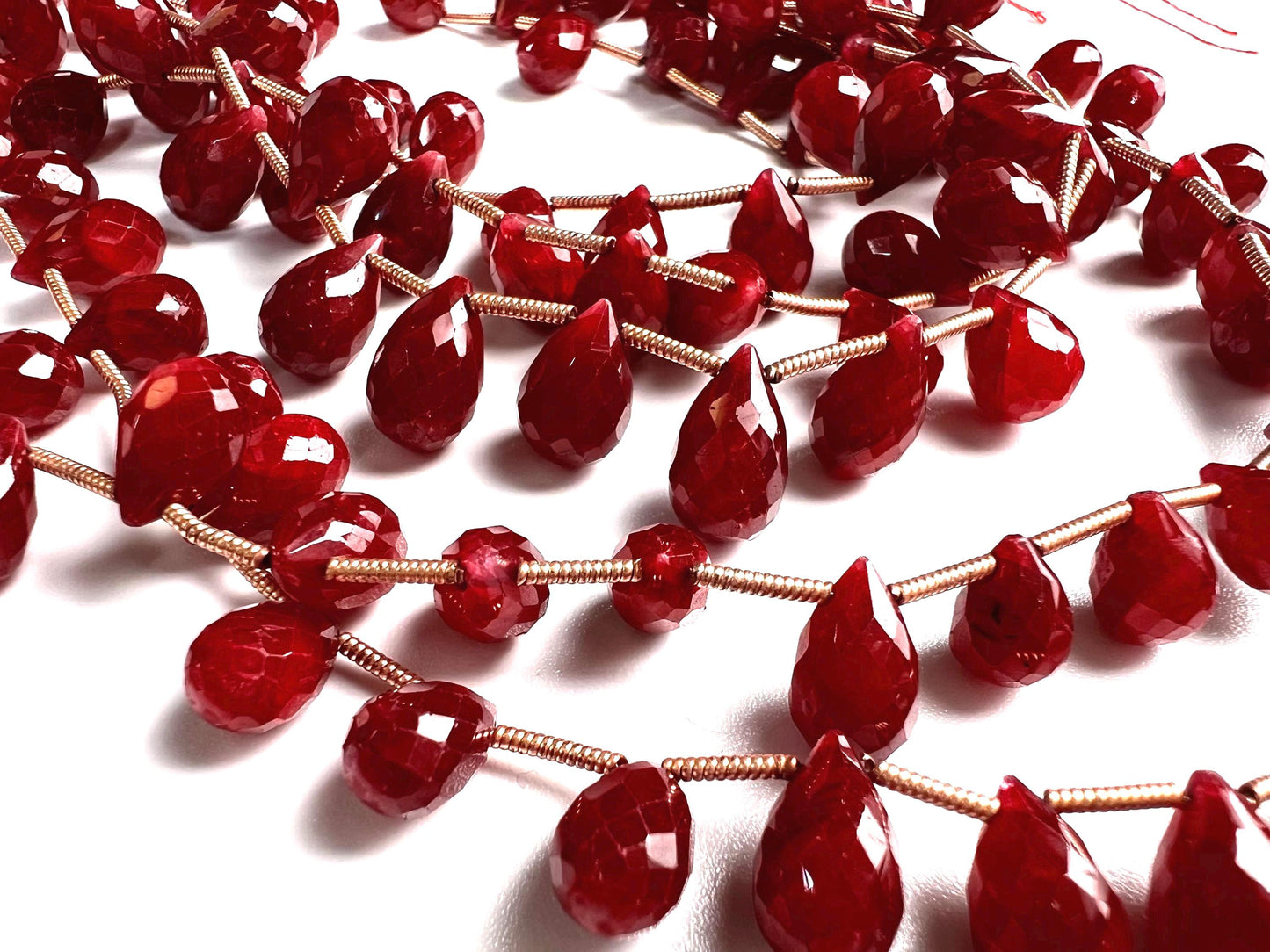 Natural Ruby Faceted Teardrop 4-6x6-9mm Gemstone Briolette Jewelry Beads 10 pcs or 20 pcs