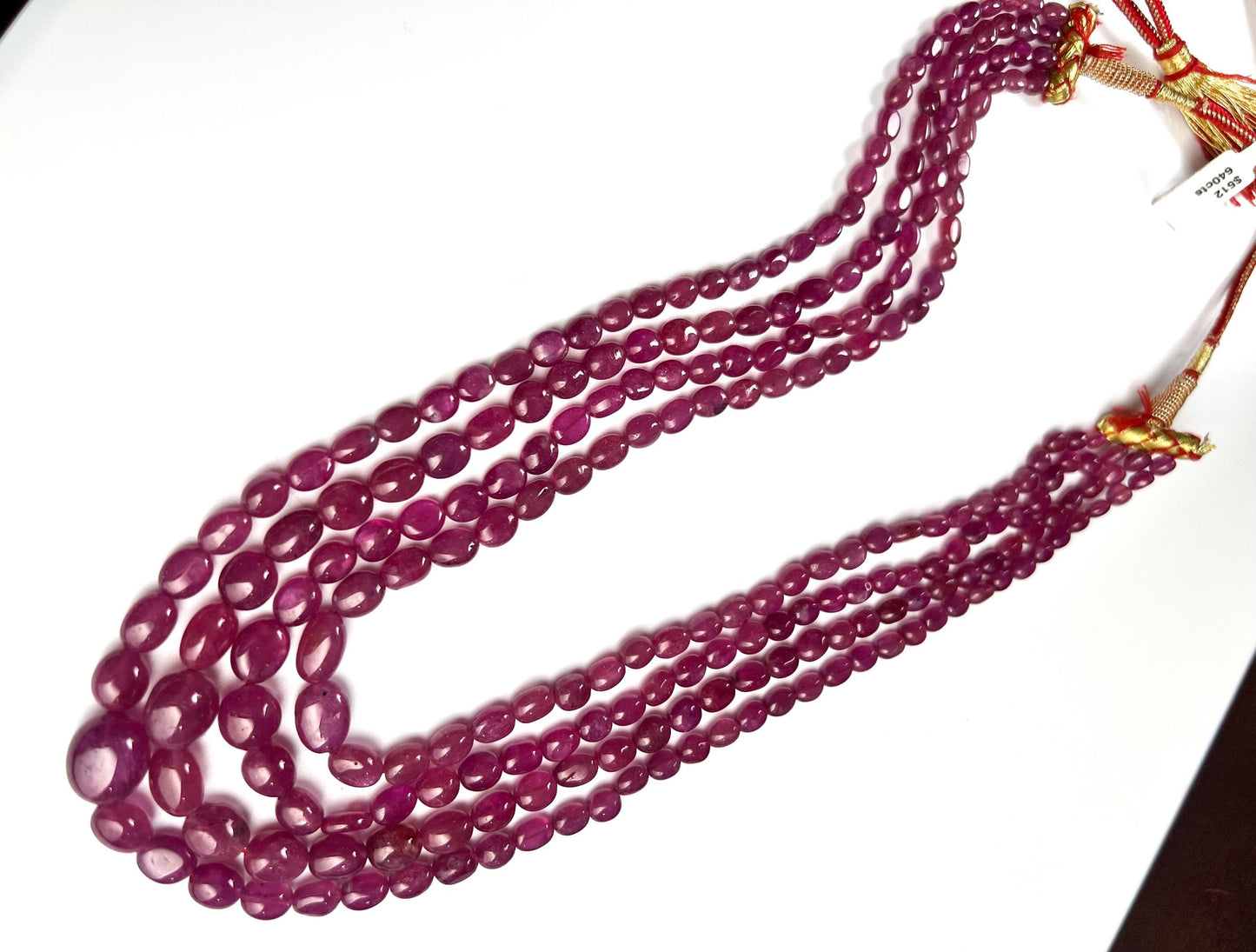 Naural Ruby 4 line smooth Oval Graduated Adjustable Necklace, AAA quality 485cts Gift for her