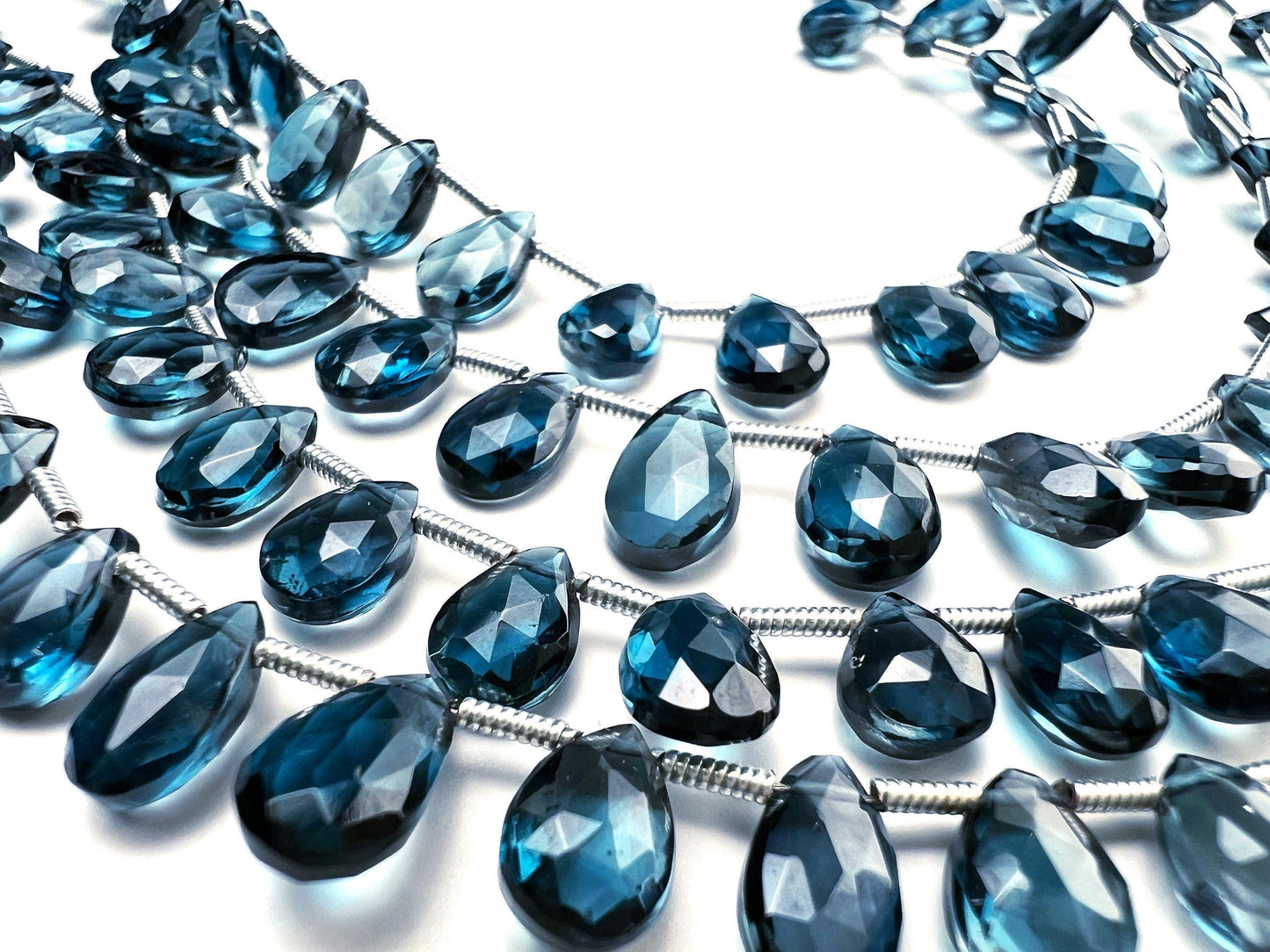 Natural London Blue Topaz Teardrop 6x7.5-10mm Faceted Diamond Cut Heart Shape Pear Drop, High Quality Natural London Blue Topaz ,not Quartz