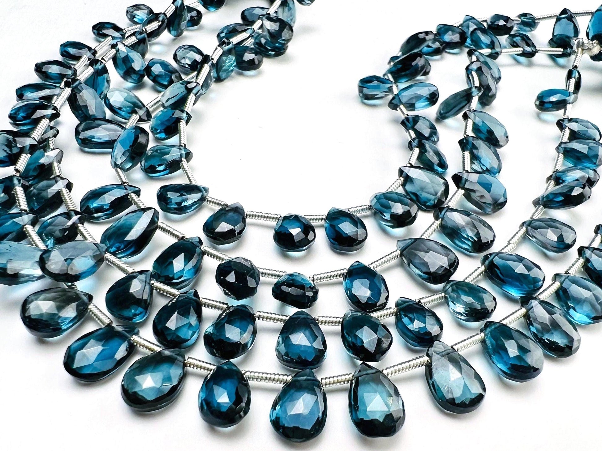 Natural London Blue Topaz Teardrop 6x7.5-10mm Faceted Diamond Cut Heart Shape Pear Drop, High Quality Natural London Blue Topaz ,not Quartz