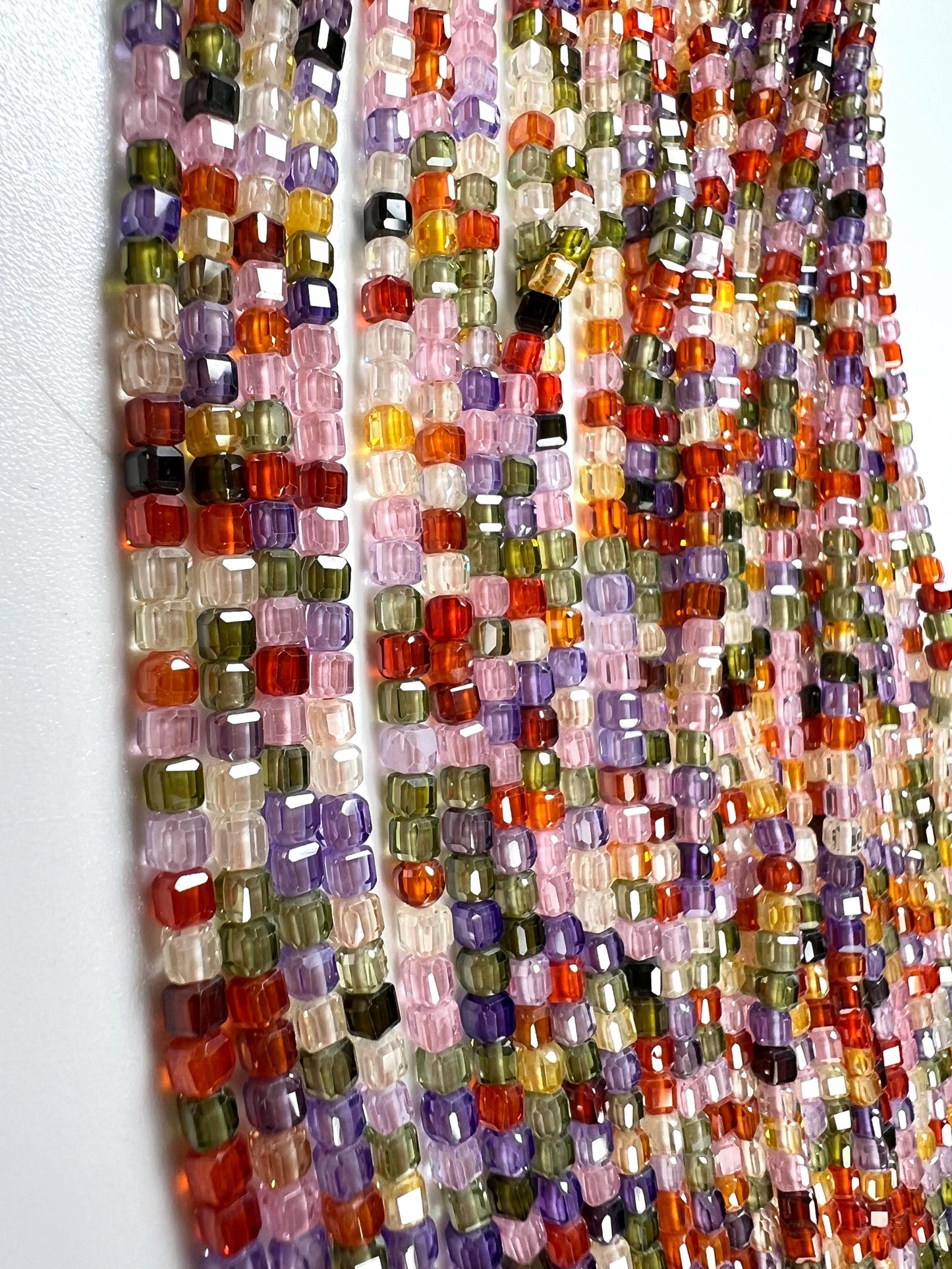 Cubic Zirconia Square Cube Micro Faceted 3x3mm Rainbow Beads AAA Gemstone Jewelry Making CZ Beads 1.5”full Strand approximately 145 pieces
