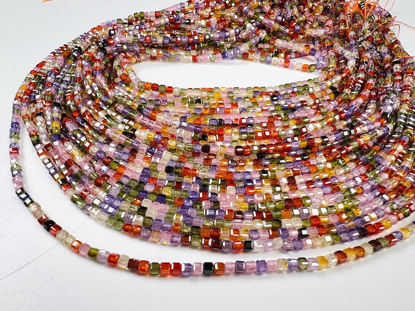 Cubic Zirconia Square Cube Micro Faceted 3x3mm Rainbow Beads AAA Gemstone Jewelry Making CZ Beads 1.5”full Strand approximately 145 pieces