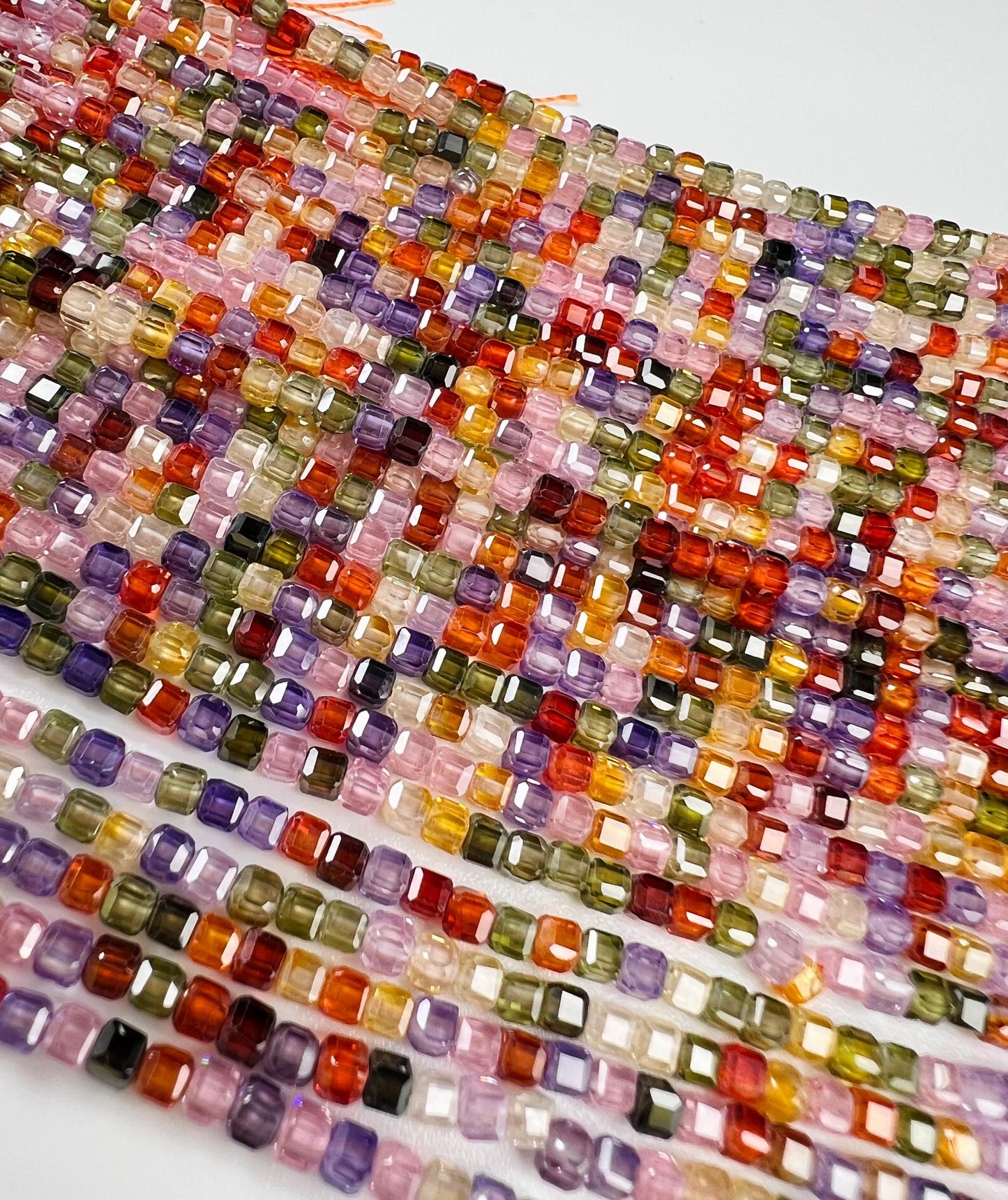 Cubic Zirconia Square Cube Micro Faceted 3x3mm Rainbow Beads AAA Gemstone Jewelry Making CZ Beads 1.5”full Strand approximately 145 pieces
