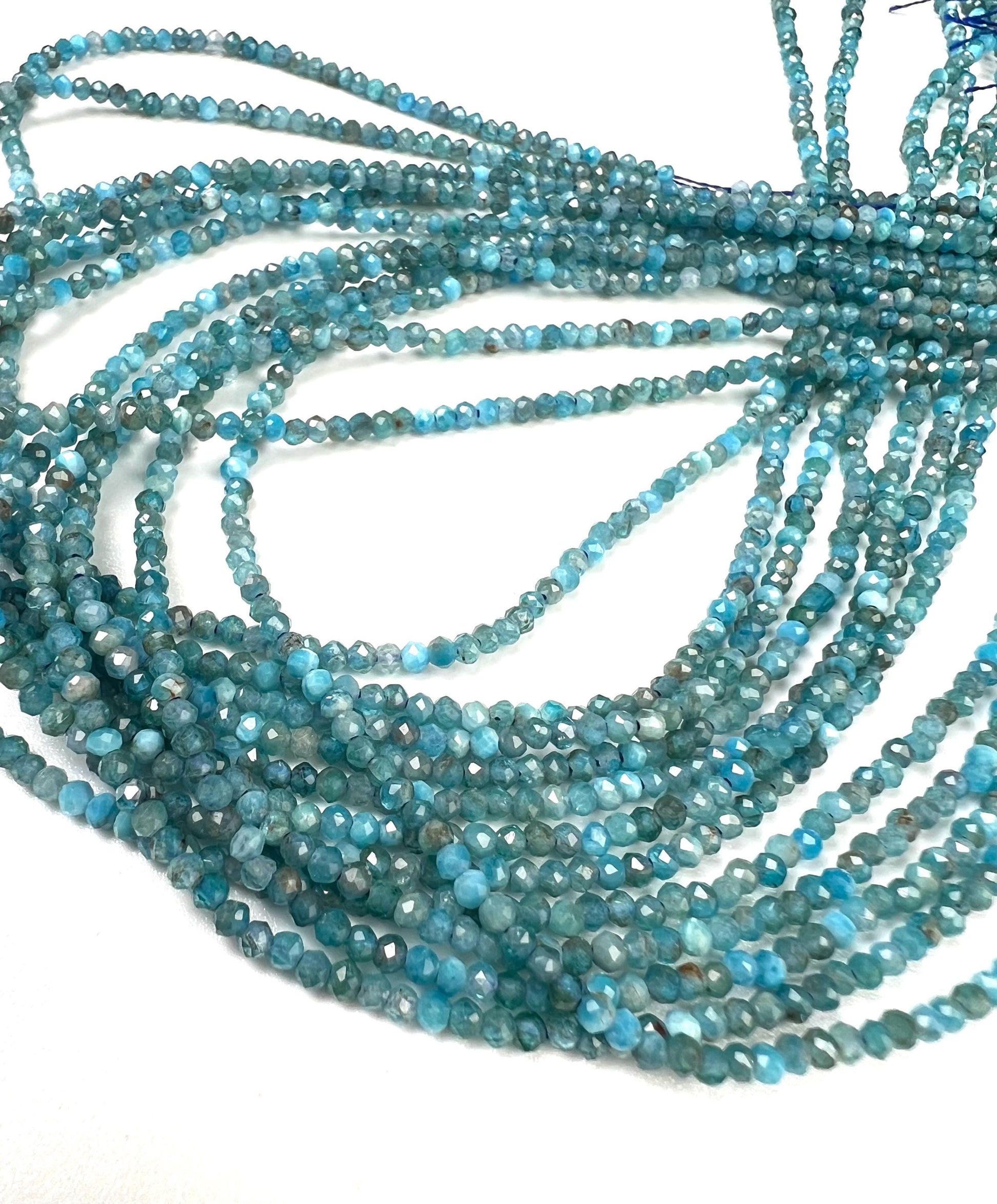 Natural Apatite 2mm Faceted Round beads for jewelry making 15.5” full strand.