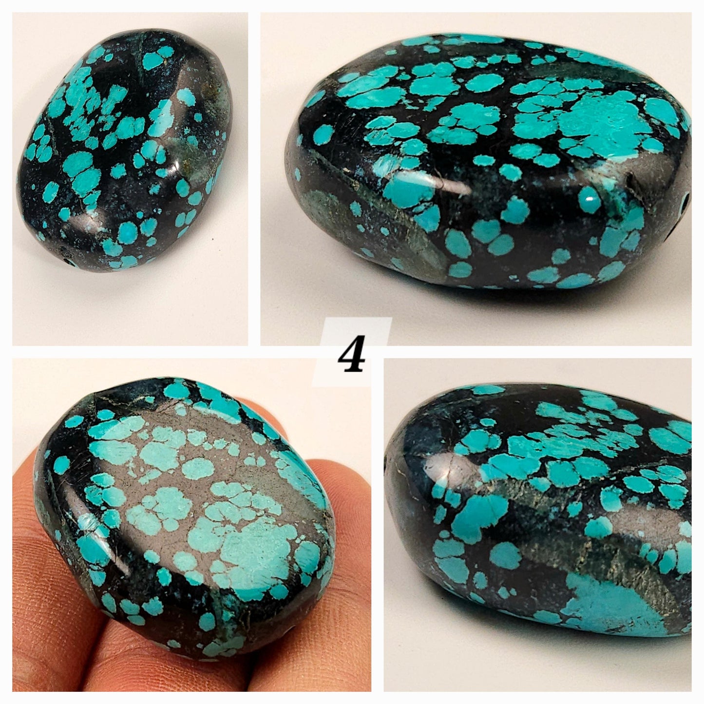 Turquoise Pebble, AAA Tibetan Spiderweb Blue-Greenish Turquoise Pebble ,Rare, Jewelry Focal, Pendant, Palm Stone or Collection Healing Gem