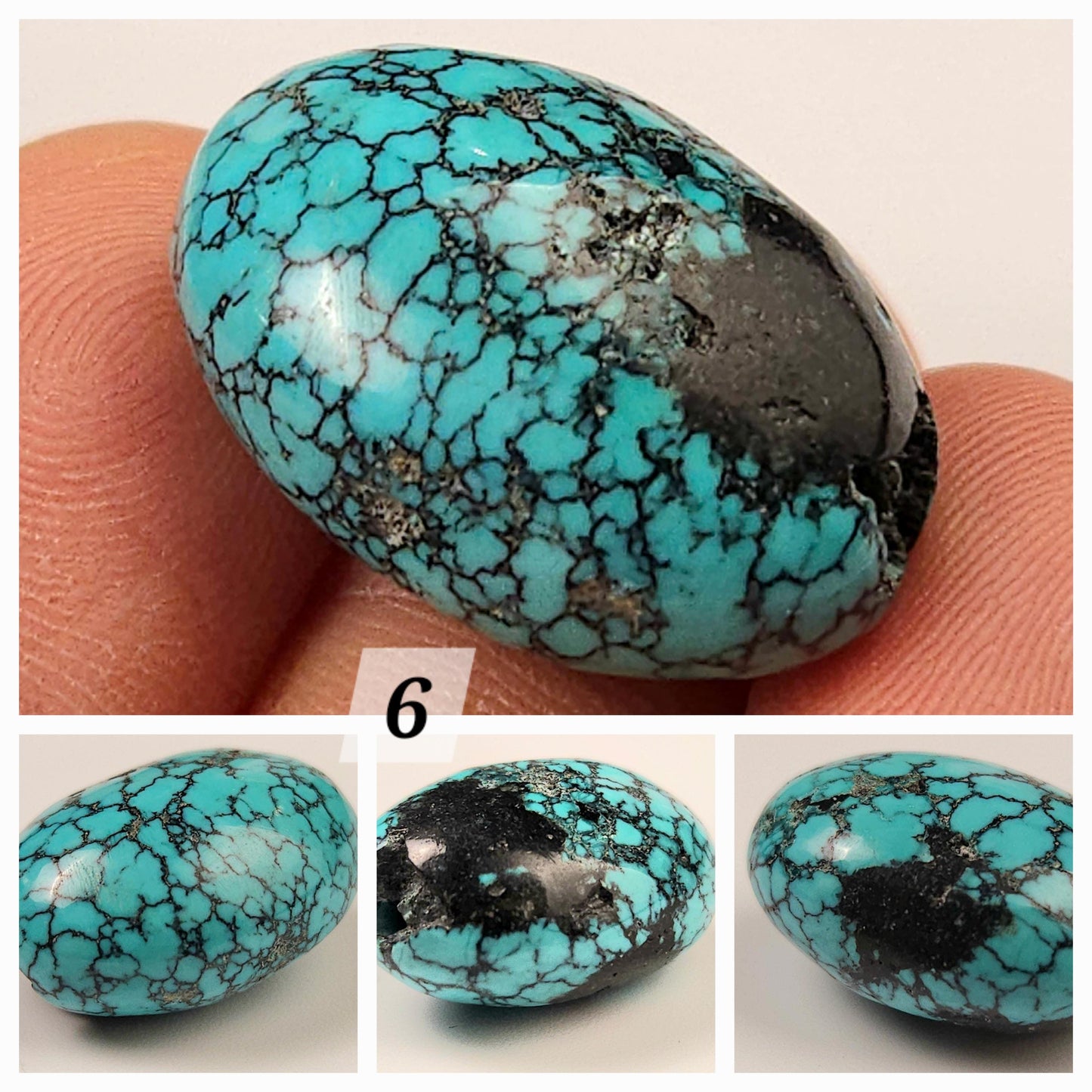 Turquoise Pebble, AAA Tibetan Spiderweb Blue-Greenish Turquoise Pebble ,Rare, Jewelry Focal, Pendant, Palm Stone or Collection Healing Gem