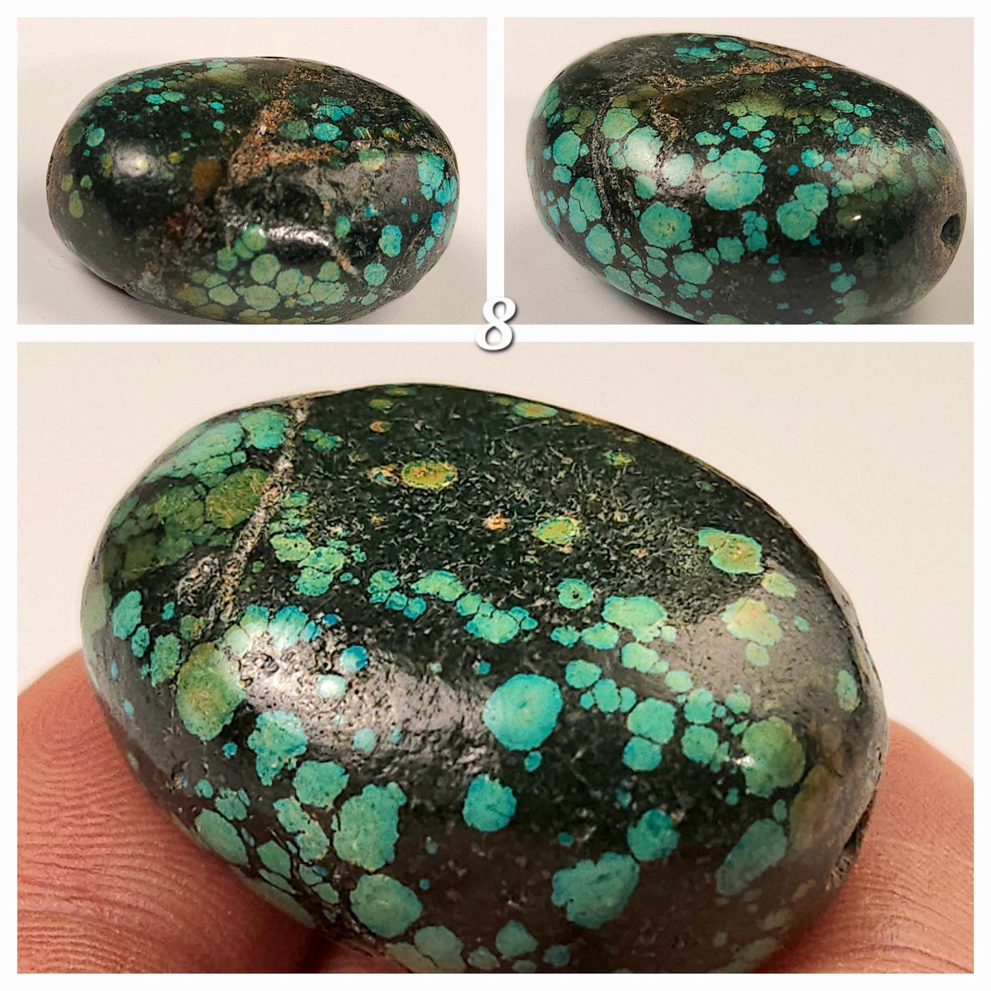 Turquoise Pebble, AAA Tibetan Spiderweb Blue-Greenish Turquoise Pebble ,Rare, Jewelry Focal, Pendant, Palm Stone or Collection Healing Gem