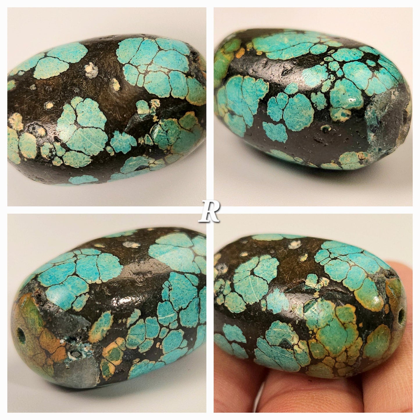 Turquoise Pebble, AAA Tibetan Spiderweb Blue Turquoise pebble, Rare, jewelry, Focal, pendant, palm stone, pocket stone, collection, healing