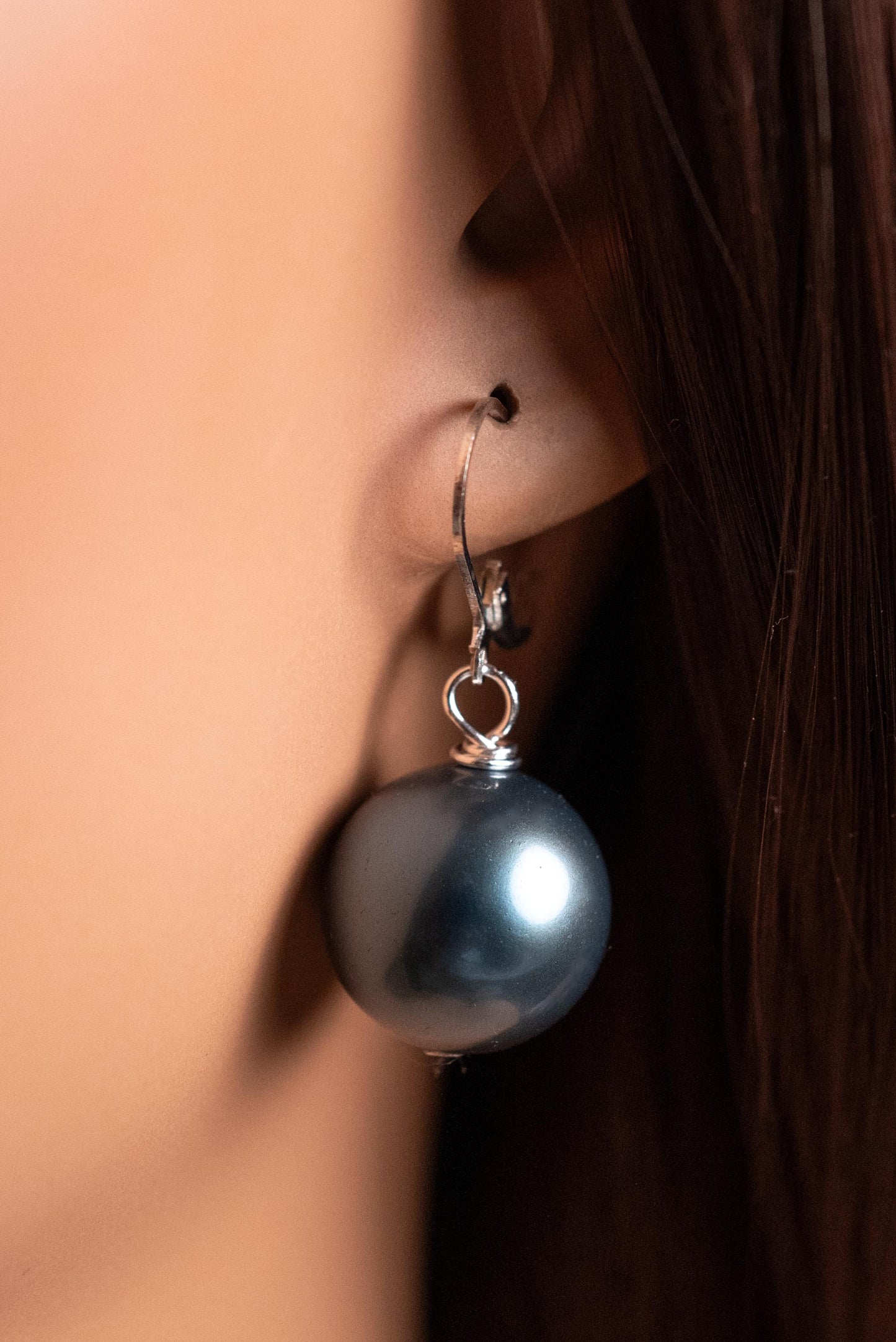 Teal Green South Sea Shell Pearl 16mm Leverback Earrings, Boho, Handmade Gift for Her