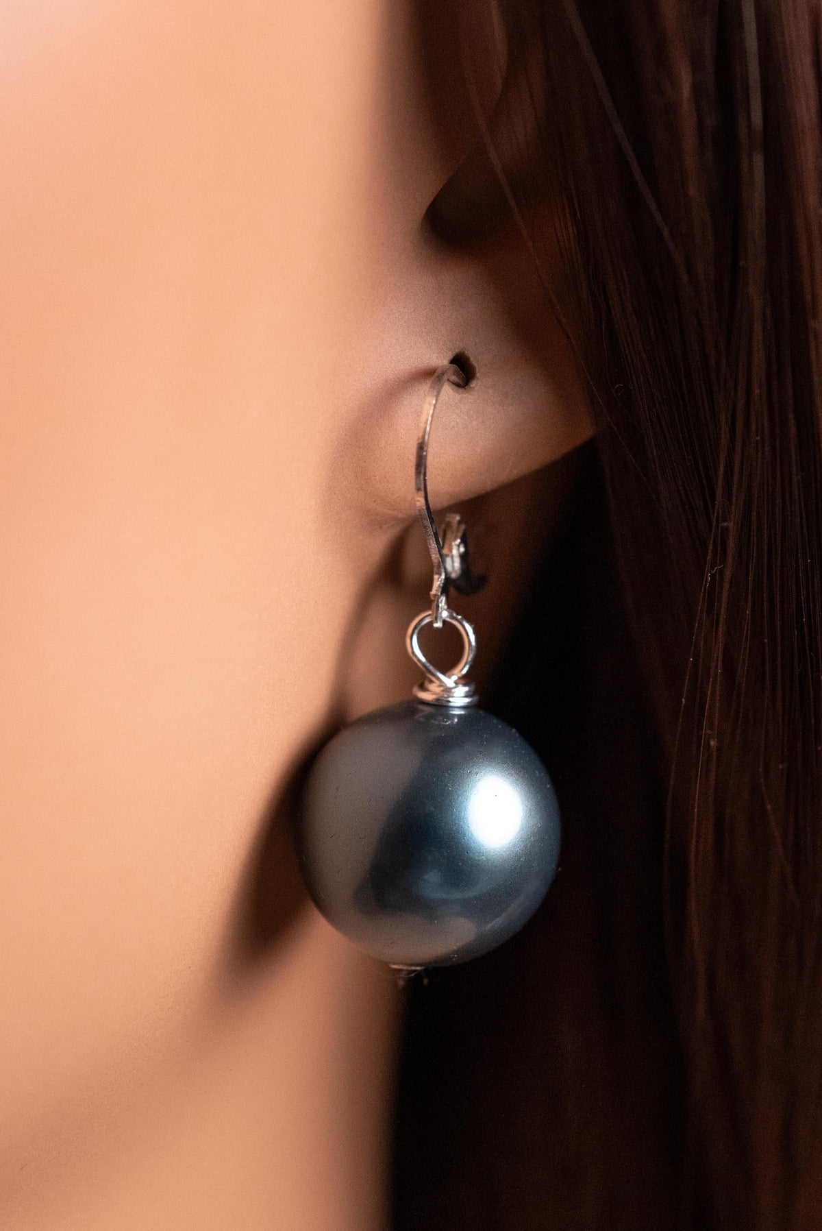 Teal Green South Sea Shell Pearl 16mm Leverback Earrings, Boho, Handmade Gift for Her