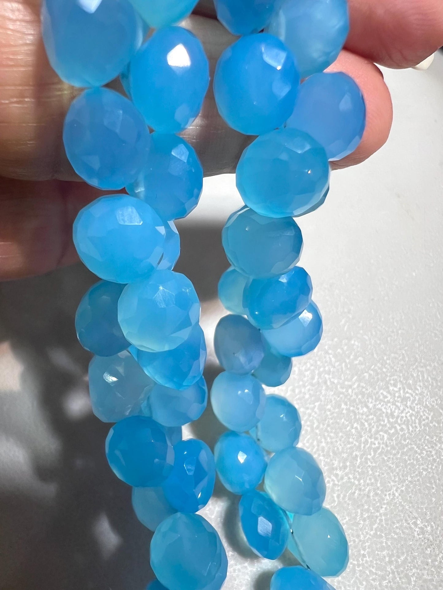 Natural Blue Chalcedony Faceted Onion 8-9mm Jewelry Making Gemstone 4pcs, 10cs, 20 pcs