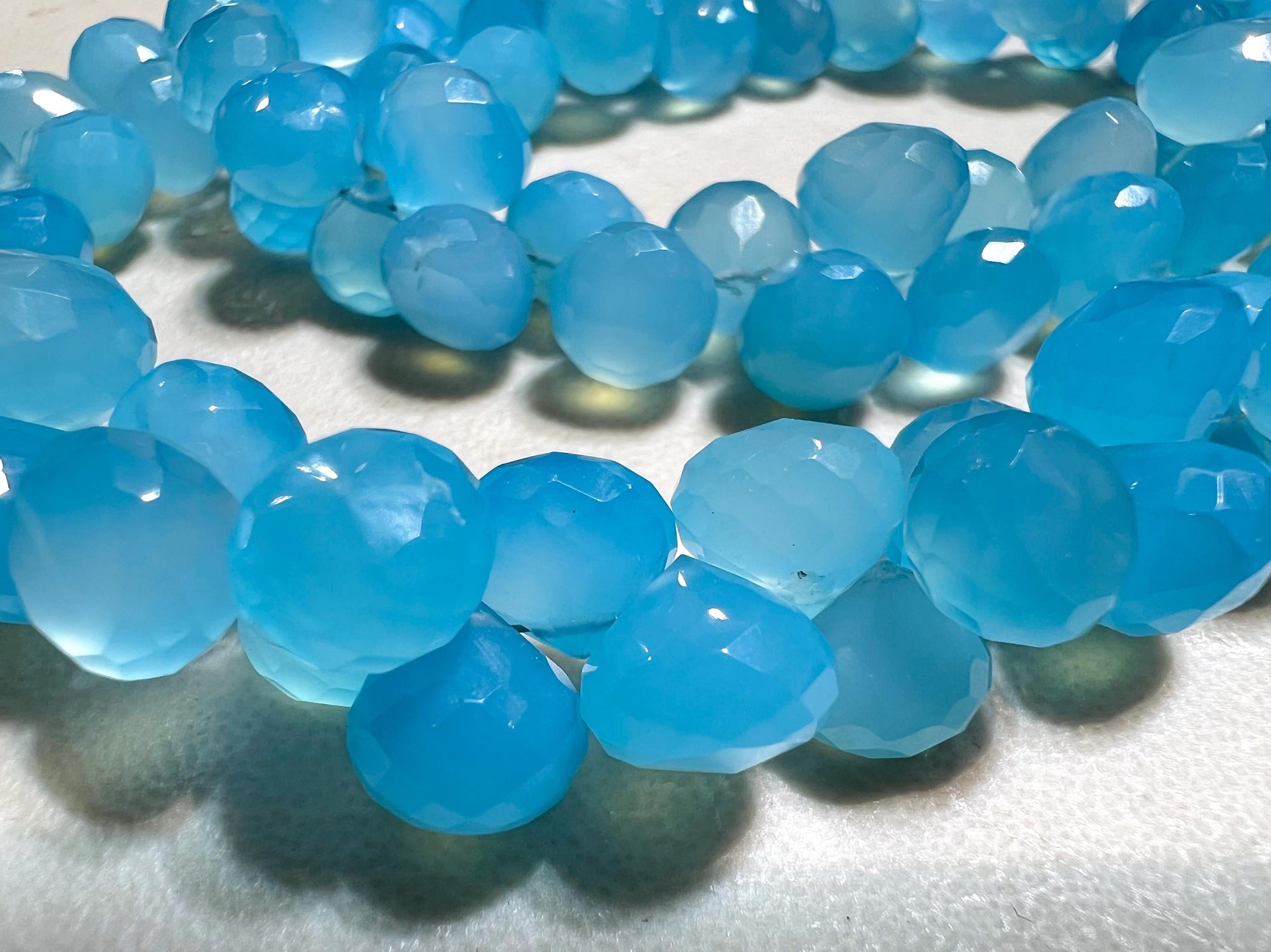 Natural Blue Chalcedony Faceted Onion 8-9mm Jewelry Making Gemstone 4pcs, 10cs, 20 pcs