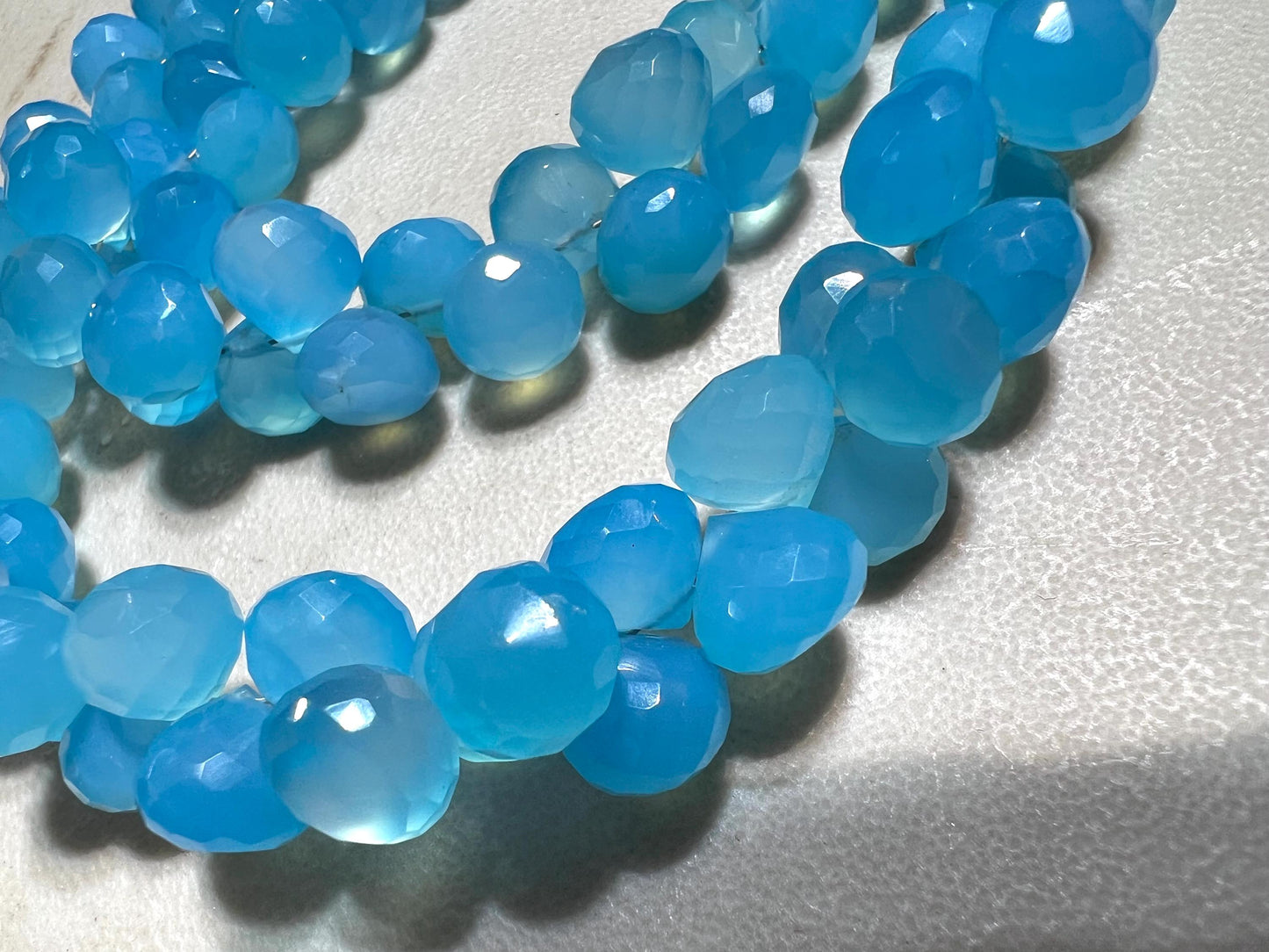 Natural Blue Chalcedony Faceted Onion 8-9mm Jewelry Making Gemstone 4pcs, 10cs, 20 pcs