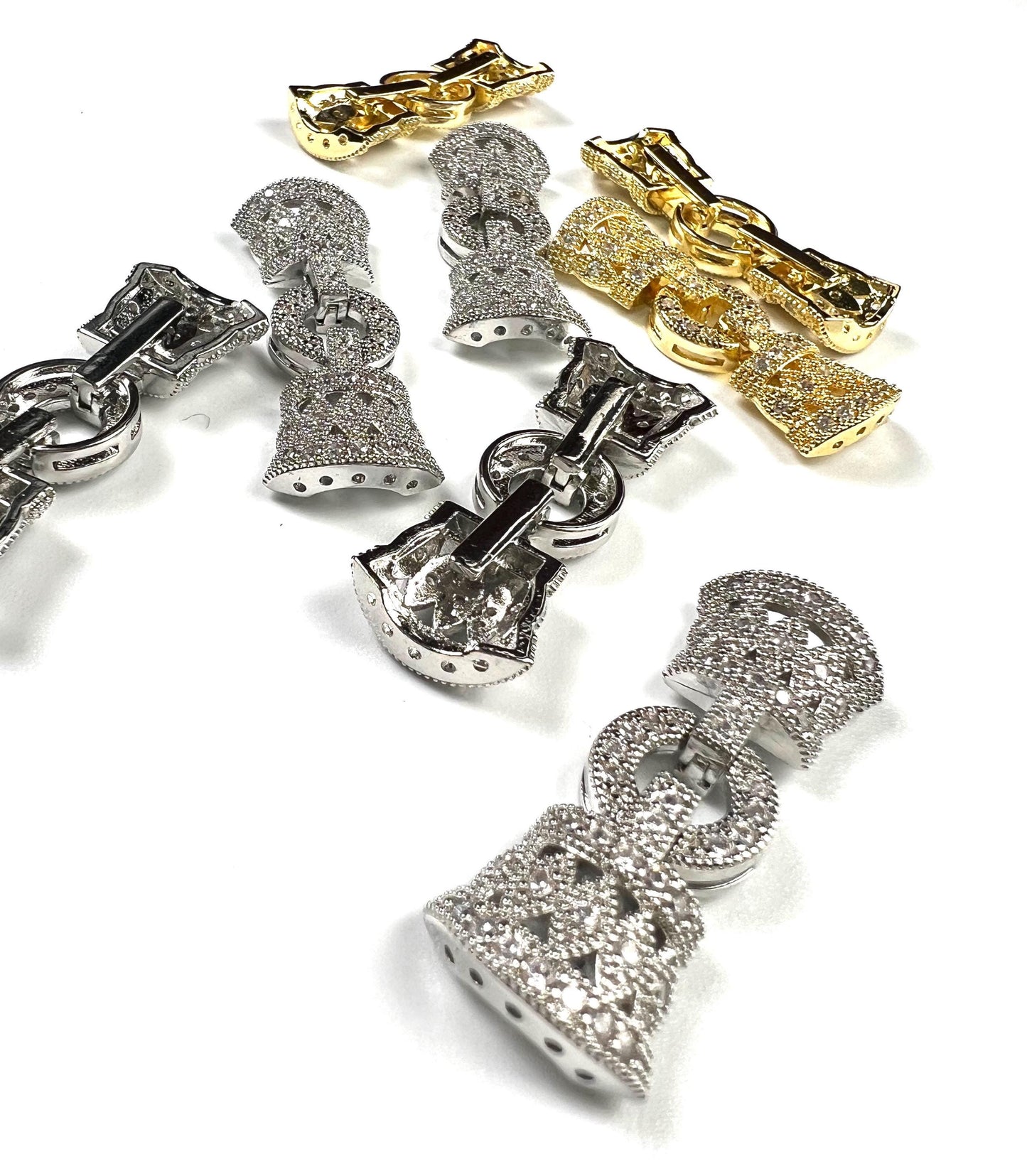 Cubic Zirconia CZ Diamond setting Pave clasp Jewelry making fancy clasp 1 set , 35mm Long