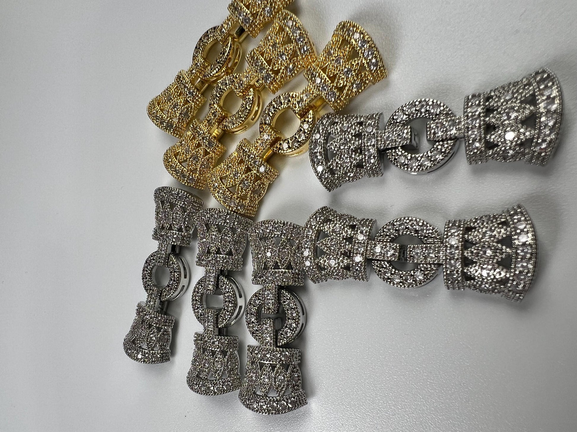 Cubic Zirconia CZ Diamond setting Pave clasp Jewelry making fancy clasp 1 set , 35mm Long