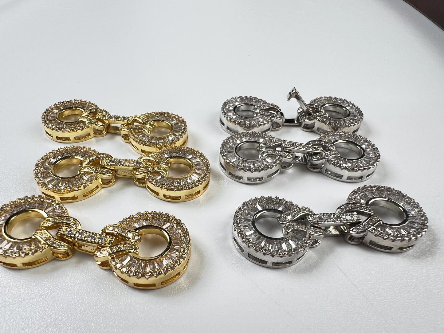 Cubic Zirconia CZ Diamond Pave clasp Jewelry making fancy clasp 1 set , 35mm Long