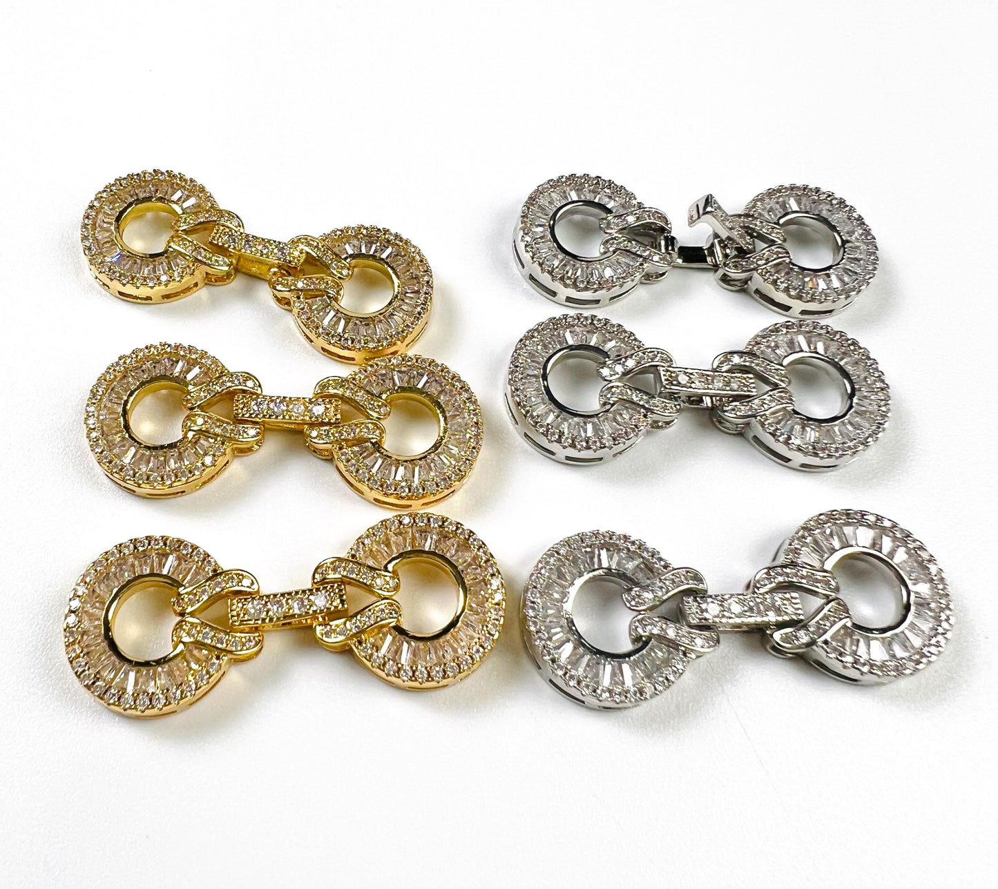 Cubic Zirconia CZ Diamond Pave clasp Jewelry making fancy clasp 1 set , 35mm Long