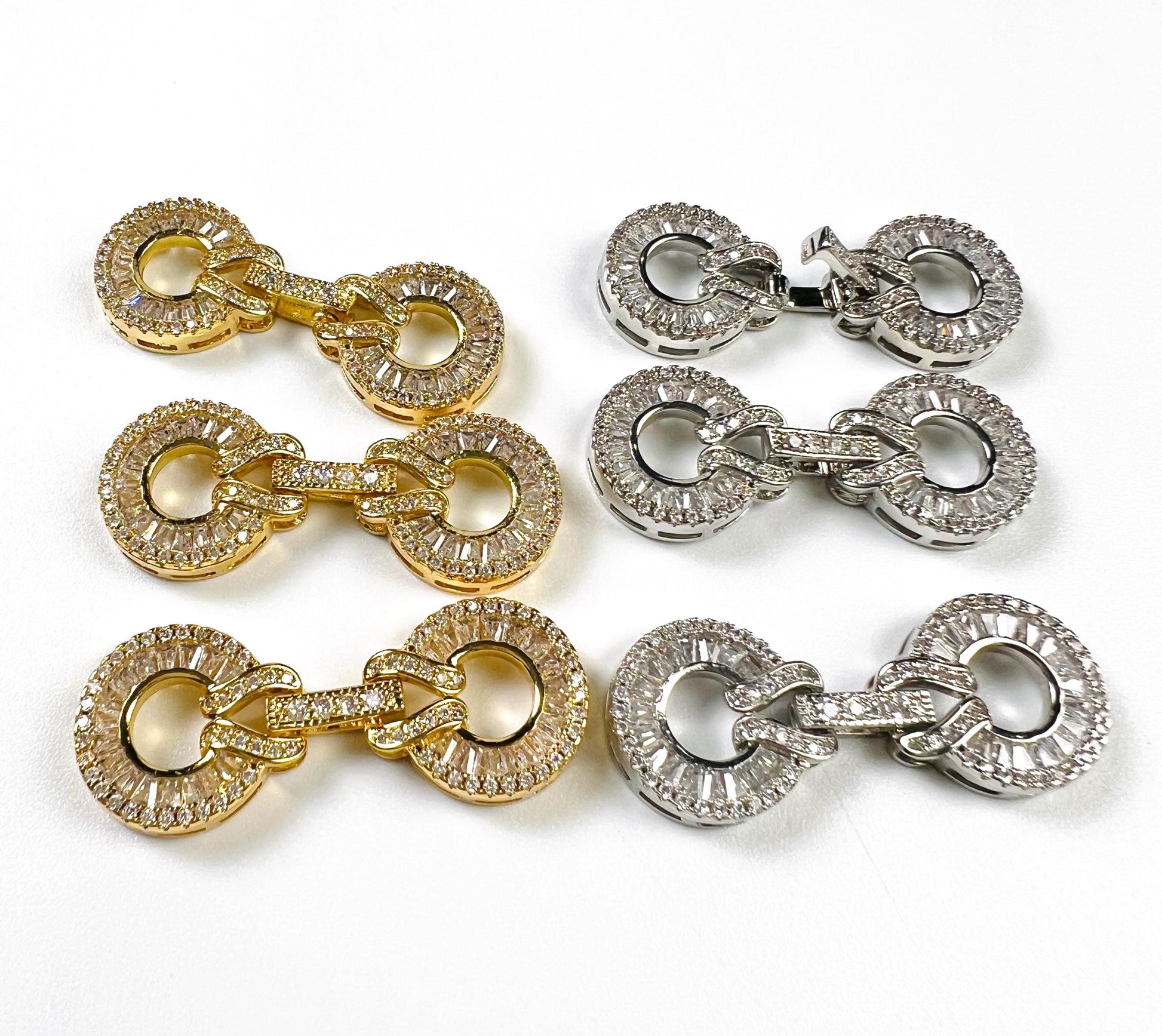 Cubic Zirconia CZ Diamond Pave clasp Jewelry making fancy clasp 1 set , 35mm Long