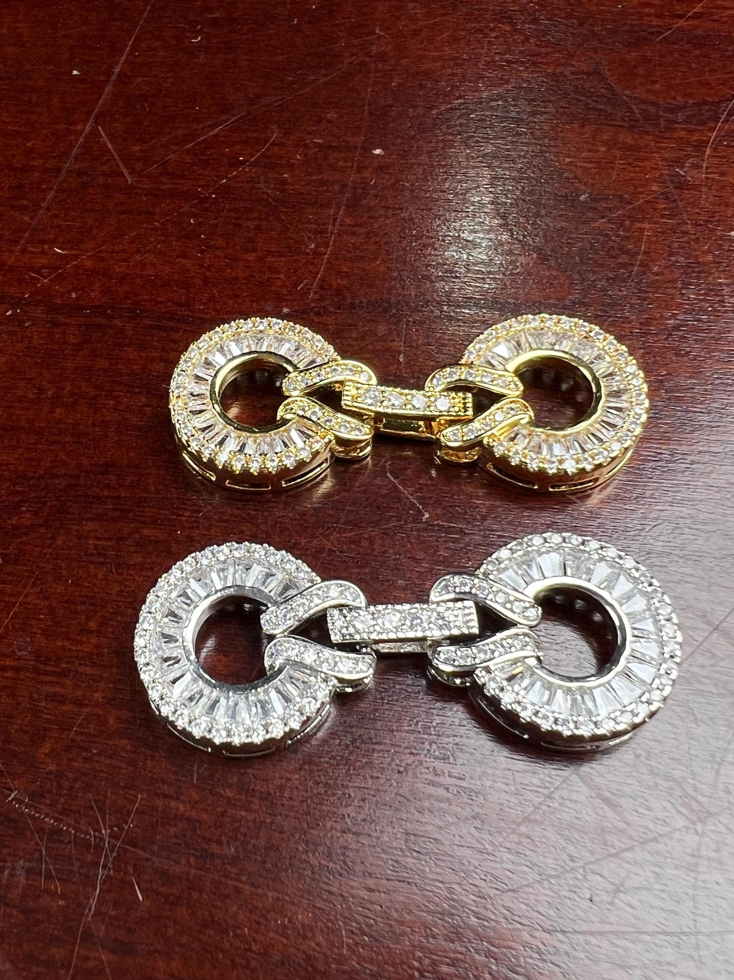 Cubic Zirconia CZ Diamond Pave clasp Jewelry making fancy clasp 1 set , 35mm Long