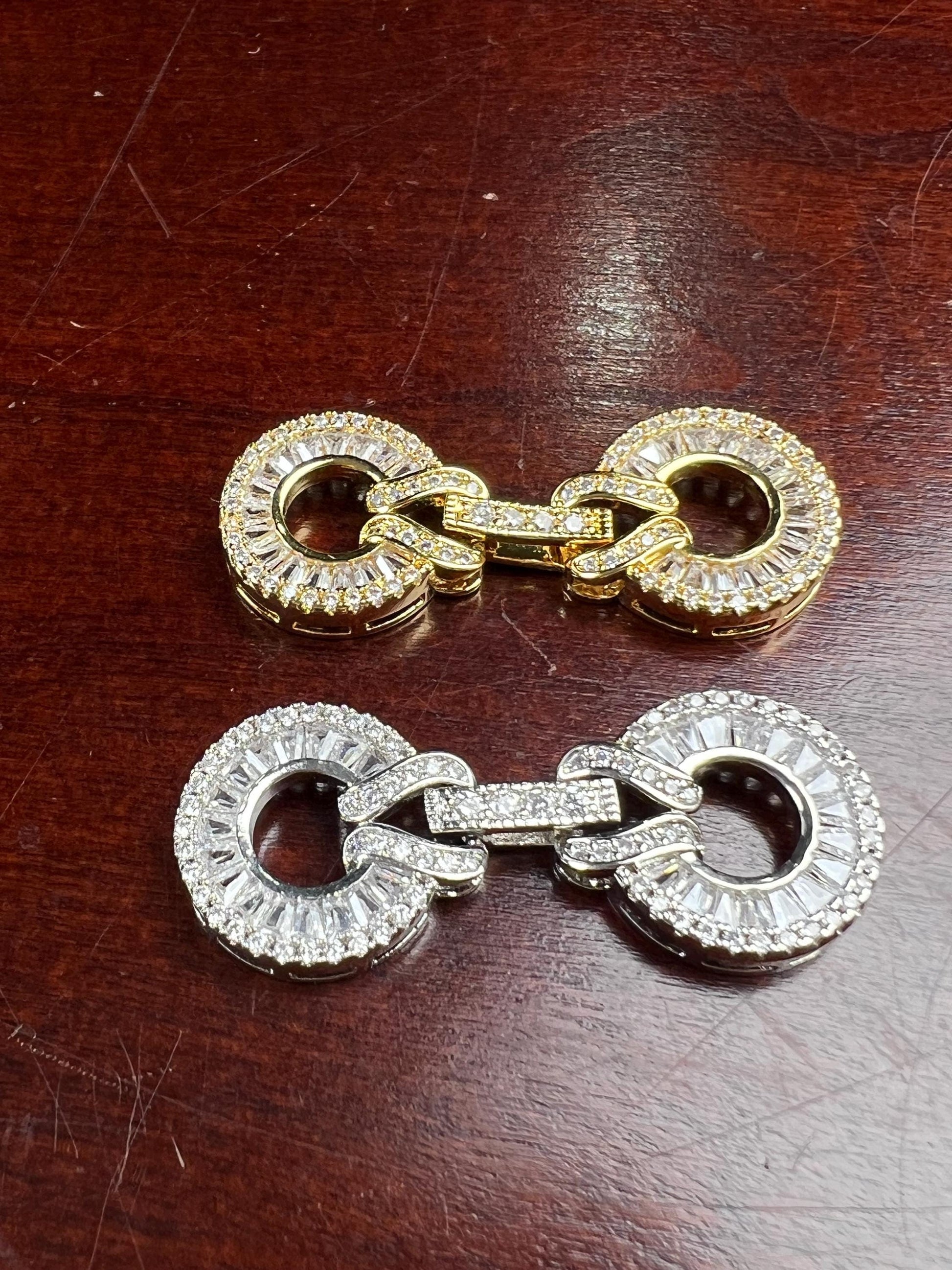 Cubic Zirconia CZ Diamond Pave clasp Jewelry making fancy clasp 1 set , 35mm Long