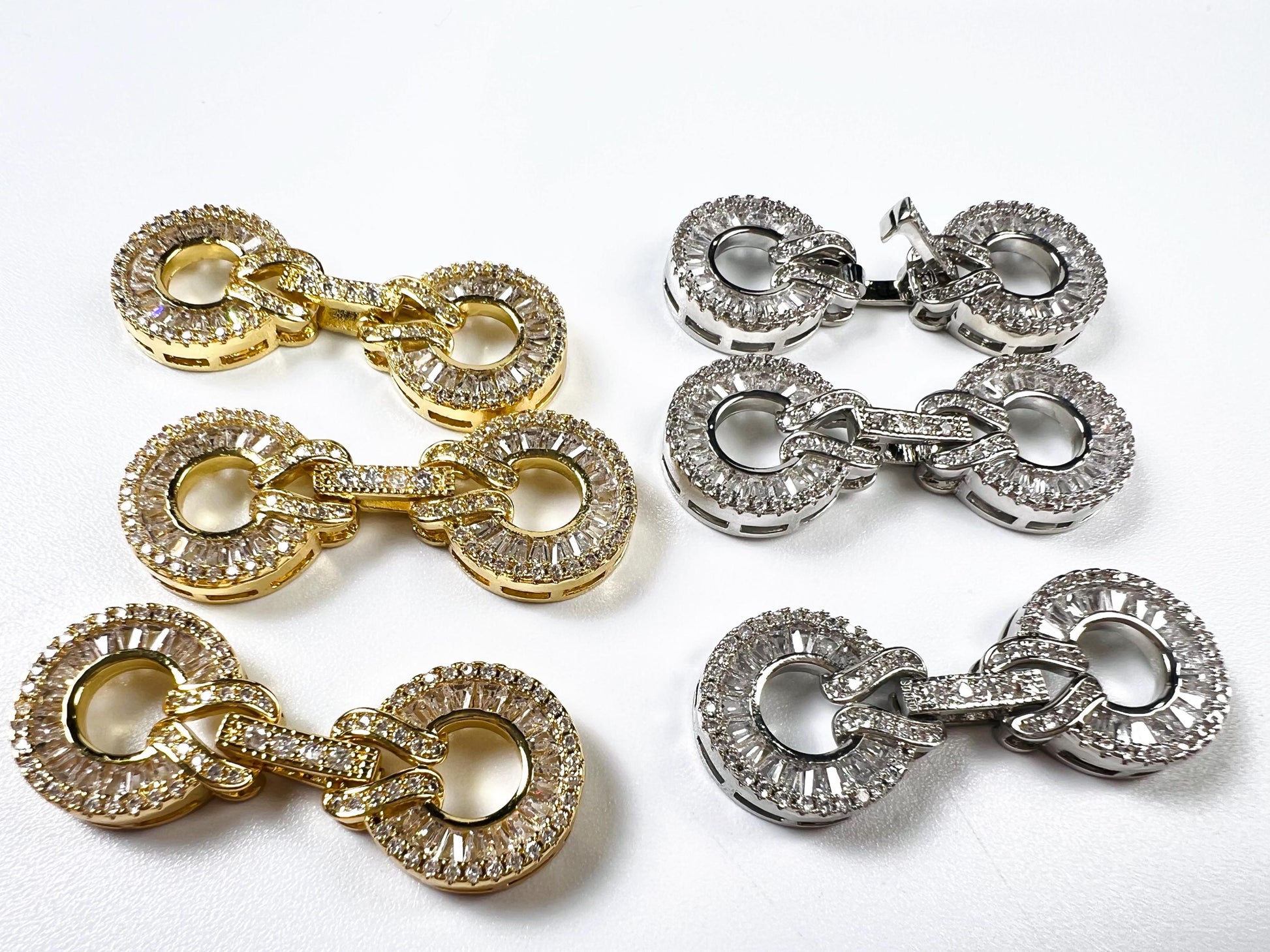 Cubic Zirconia CZ Diamond Pave clasp Jewelry making fancy clasp 1 set , 35mm Long