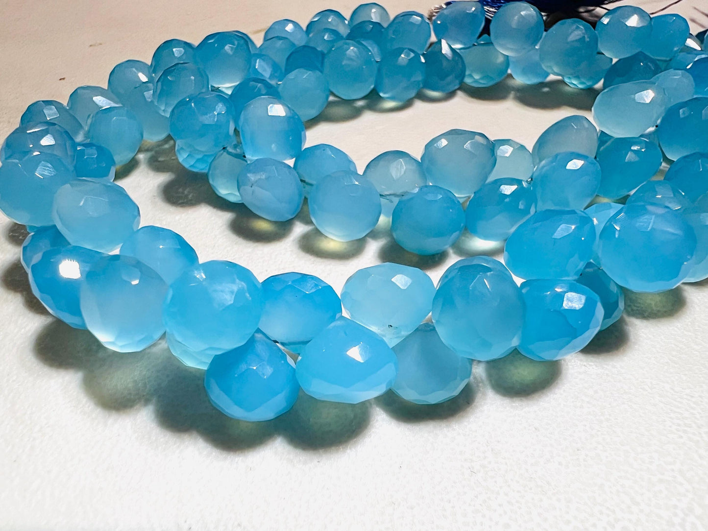 Natural Blue Chalcedony Faceted Onion 8-9mm Jewelry Making Gemstone 4pcs, 10cs, 20 pcs