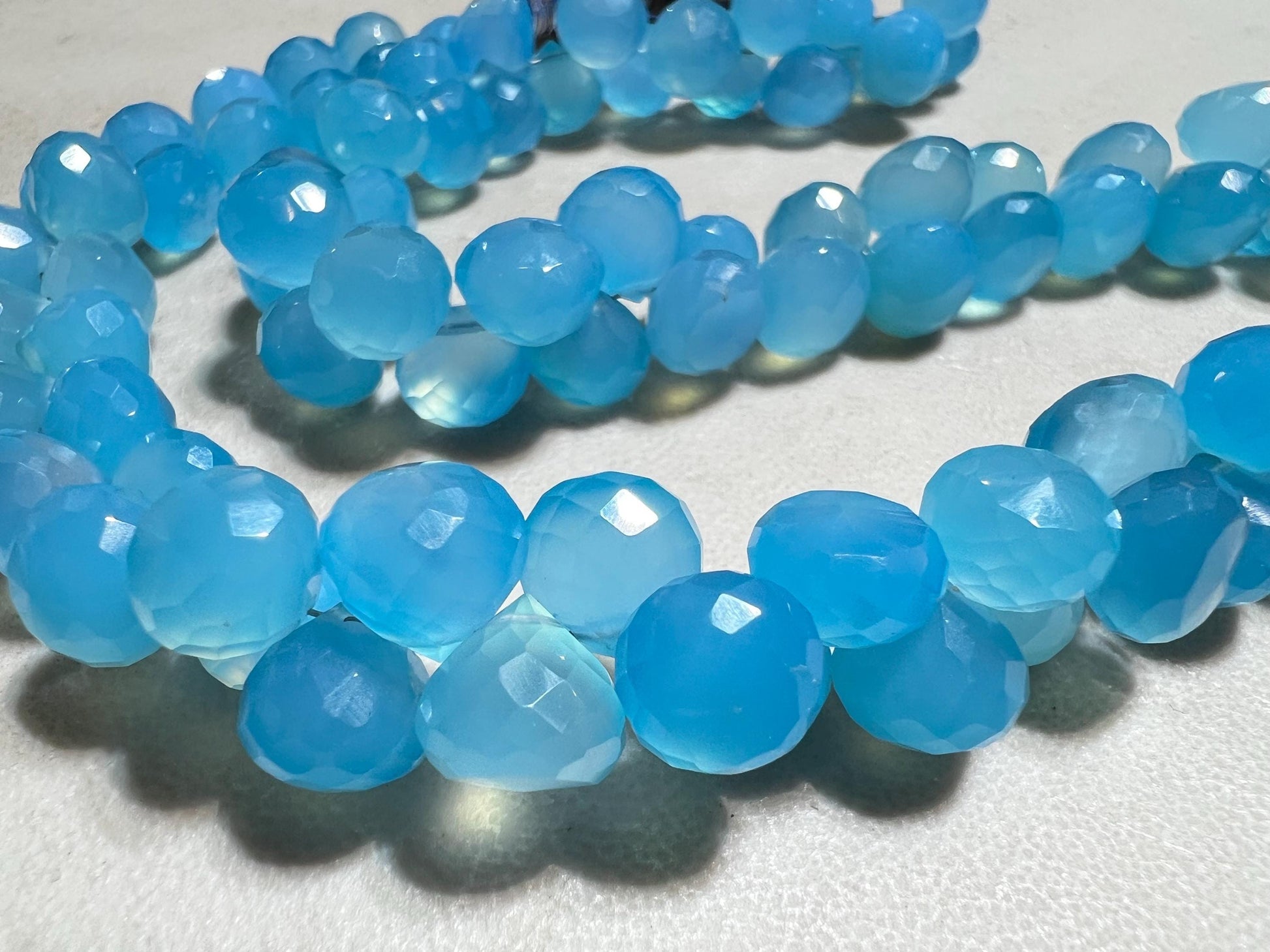 Natural Blue Chalcedony Faceted Onion 8-9mm Jewelry Making Gemstone 4pcs, 10cs, 20 pcs